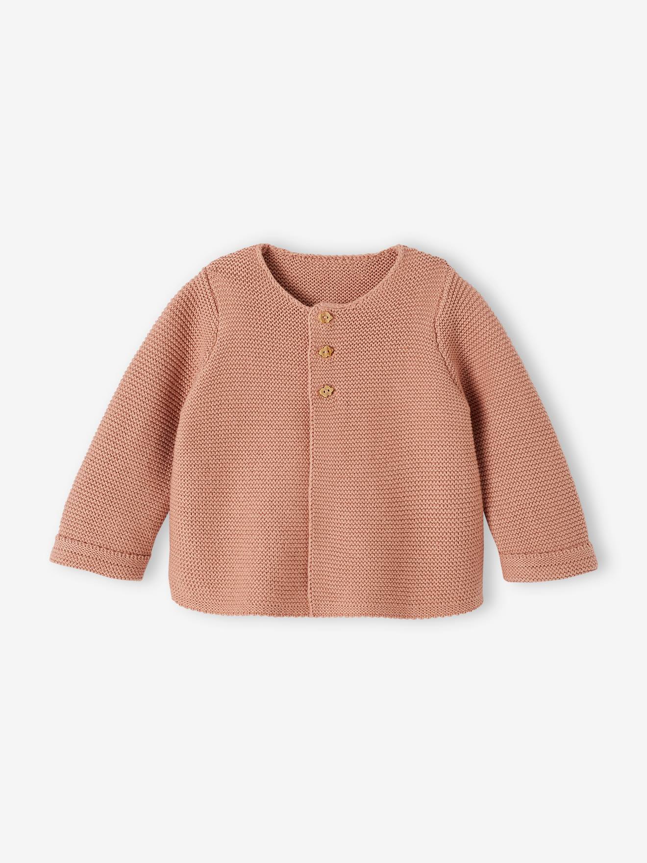 Vertbaudet Baby Feinstrickjacke BASIC Oeko-Tex - hellbraun