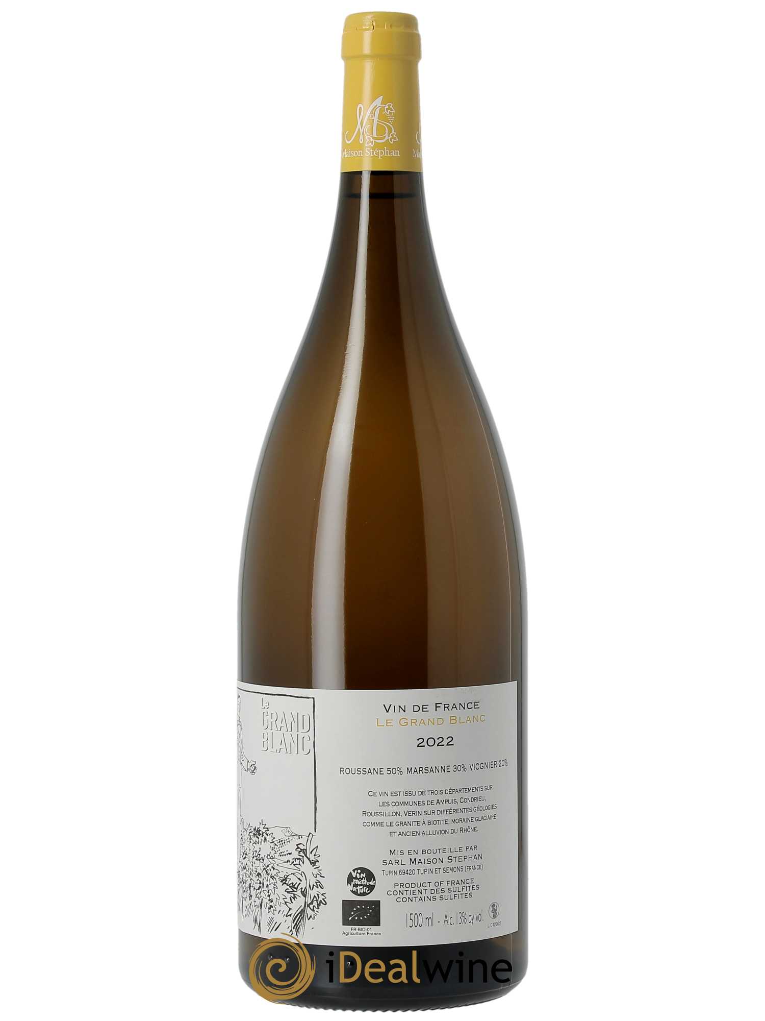 Vin de France Le Grand Blanc Jean-Michel Stephan  2022 - Lot de 1 Magnum