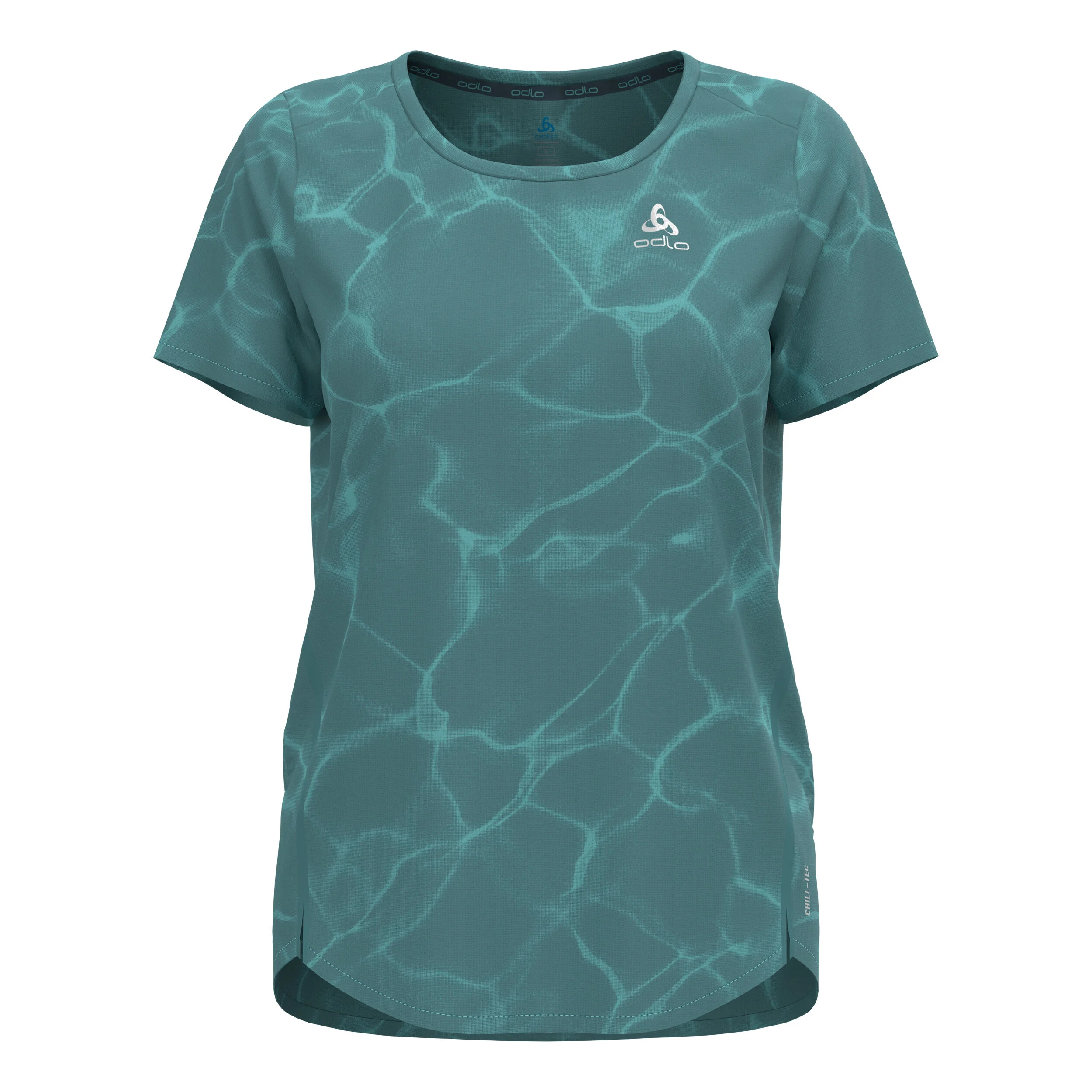 Zeroweight Chill-Tec Print Crew Neck Laufshirt Damen - Blaugrau