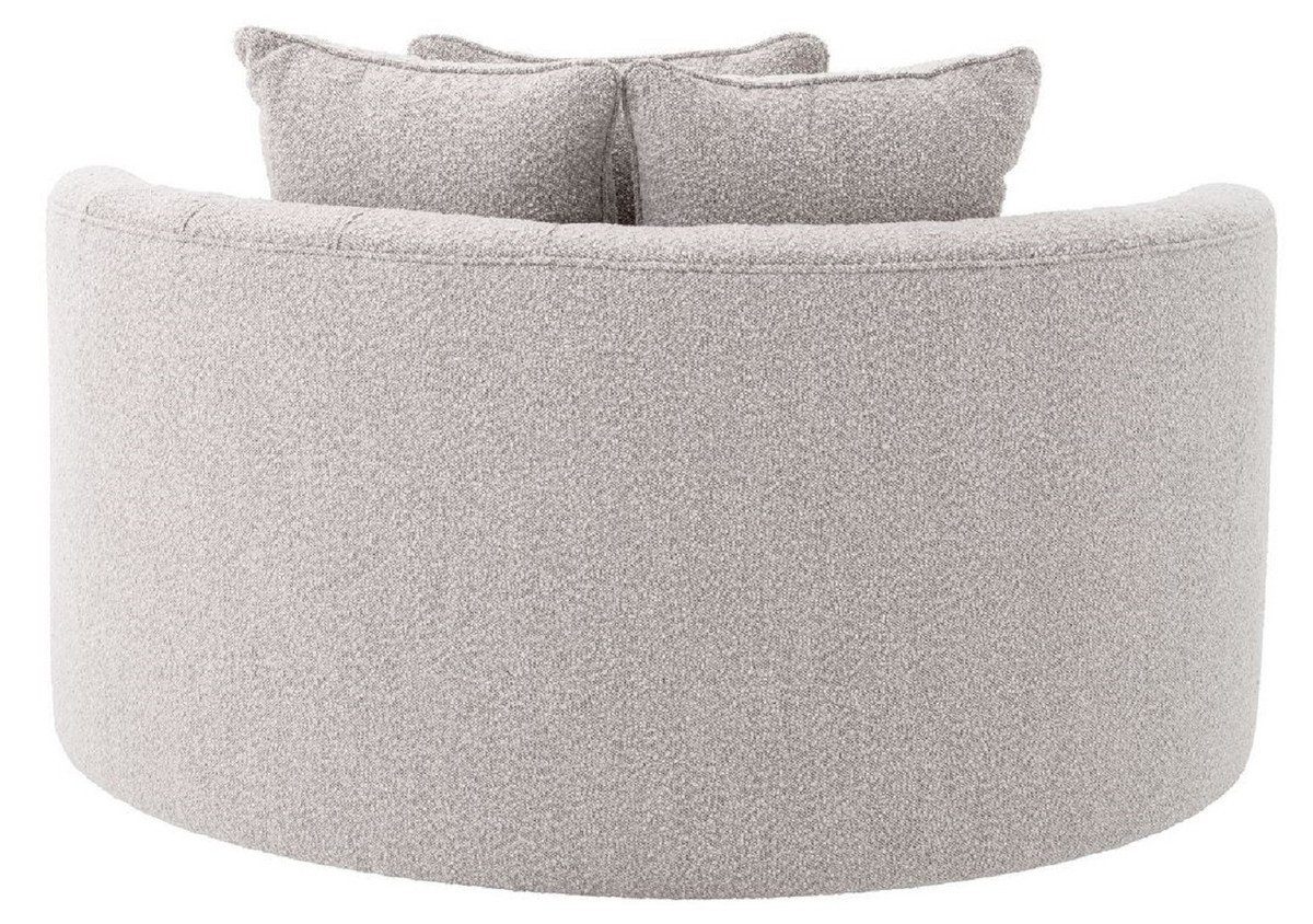 Casa Padrino Loungesofa Luxus Rundsofa Grau 157 x 148 x H. 90 cm - Modernes rundes Wohnzimmer Sofa mit 3 Kissen - Wohnzimmer Möbel - Luxus Möbel