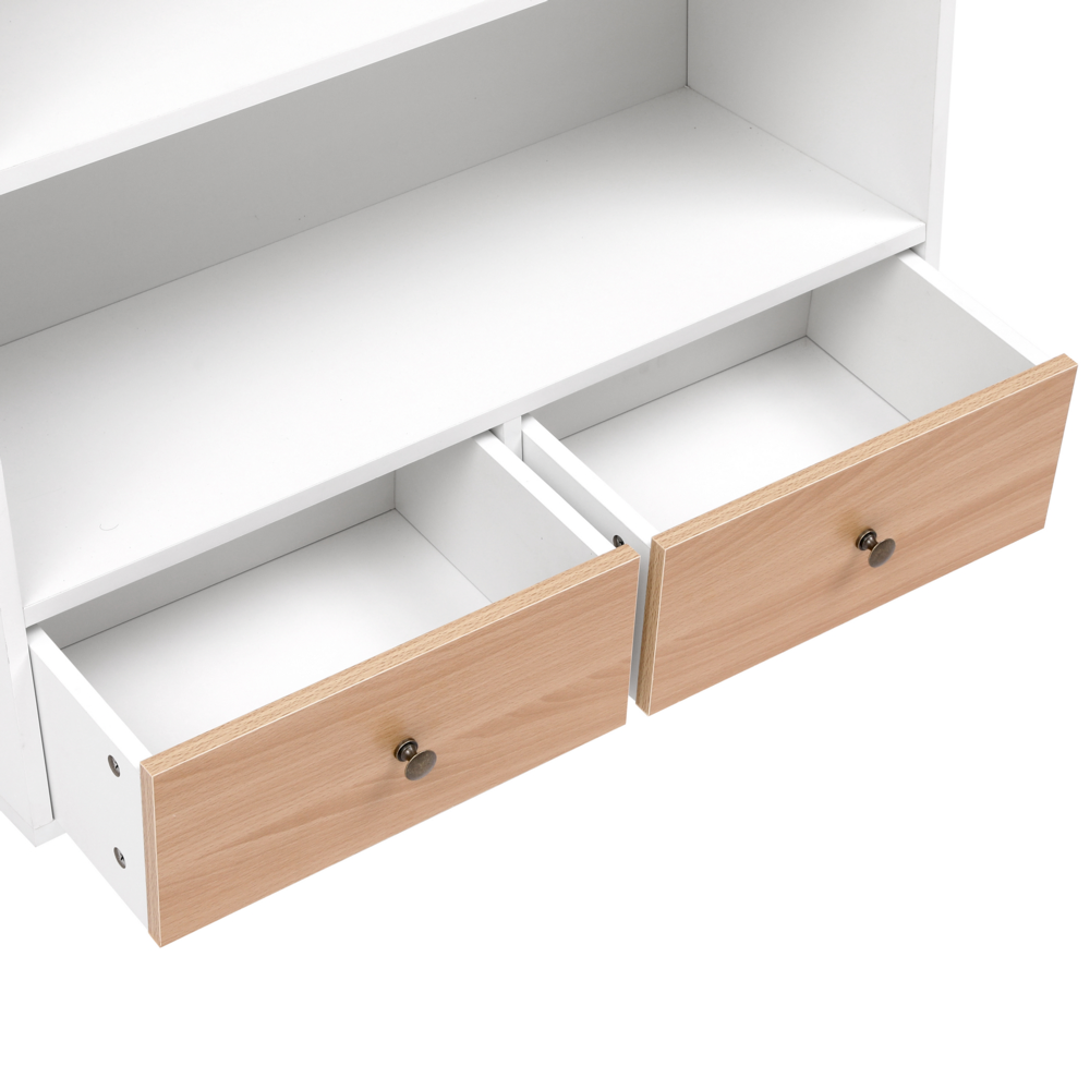 Happy Home Happy Home Sideboard Kommode offenes Regal mit 2 Schubladen HWR18-WEI weiß