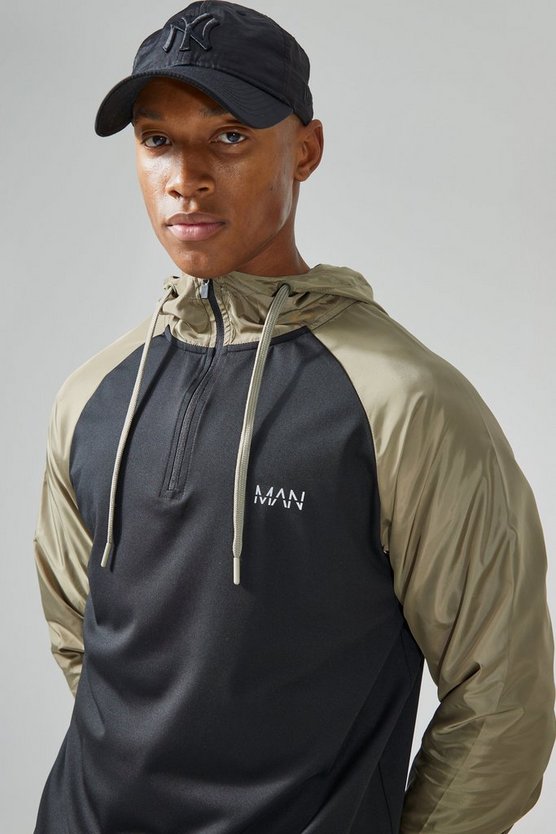 Man Active Hoodie mit matten Ärmeln