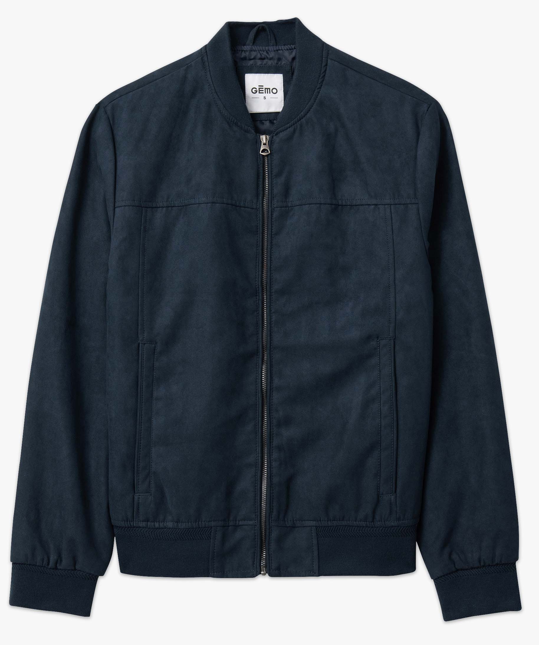 Blouson homme en suédine unie fermeture zippée gris clair | GEMO