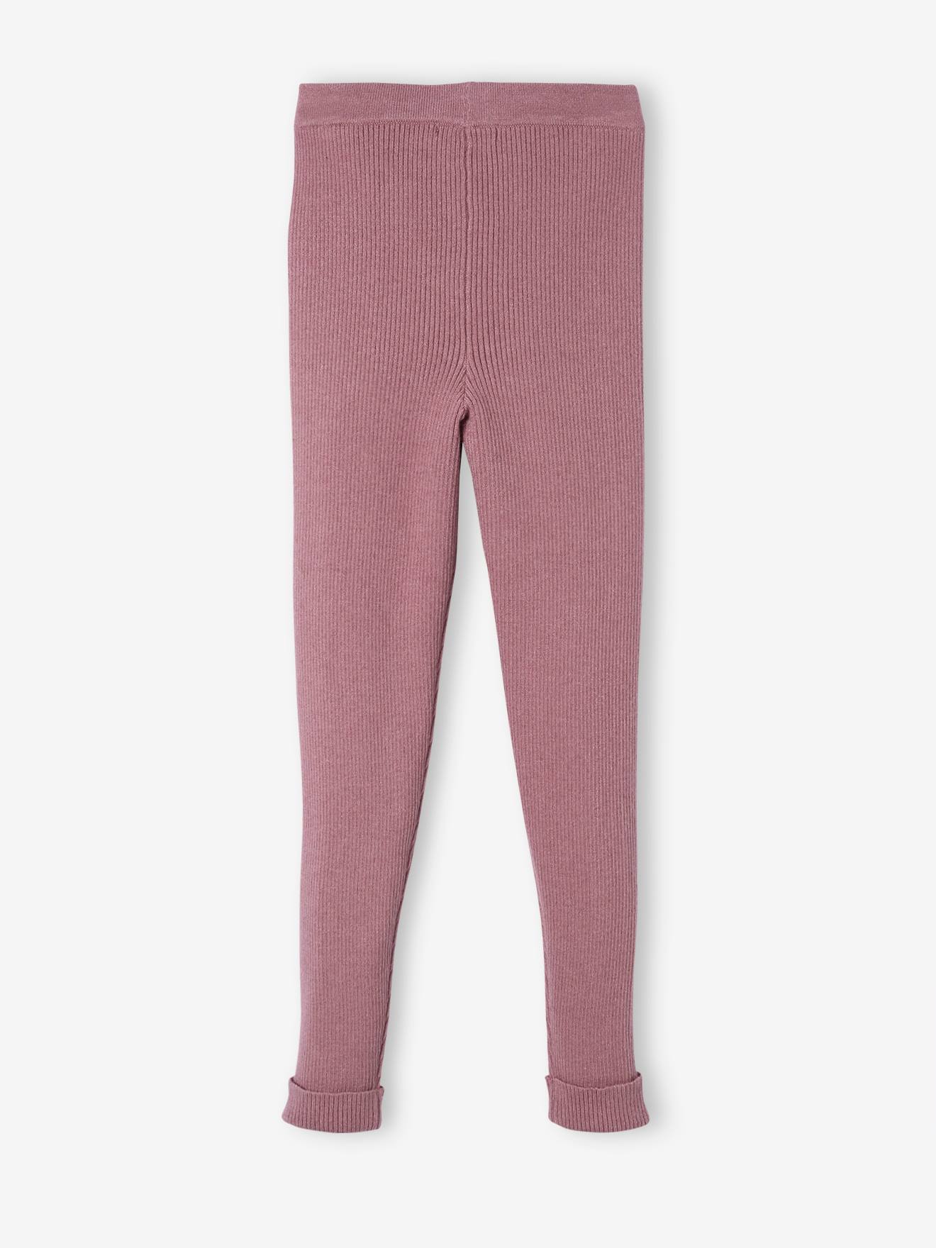 Legging en tricot fille rose foncé
