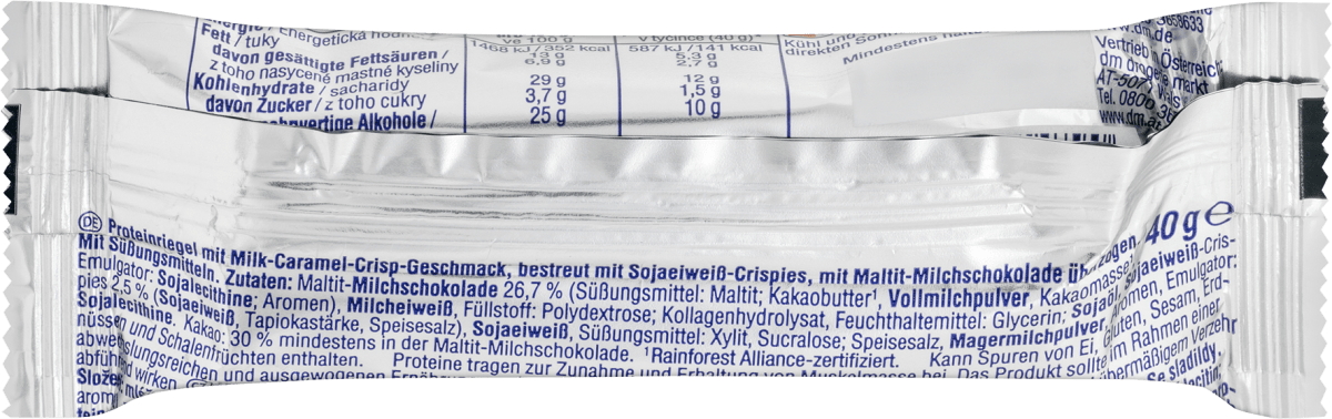 Proteinriegel 34%, Milk Caramel Crisp Geschmack, 40 g