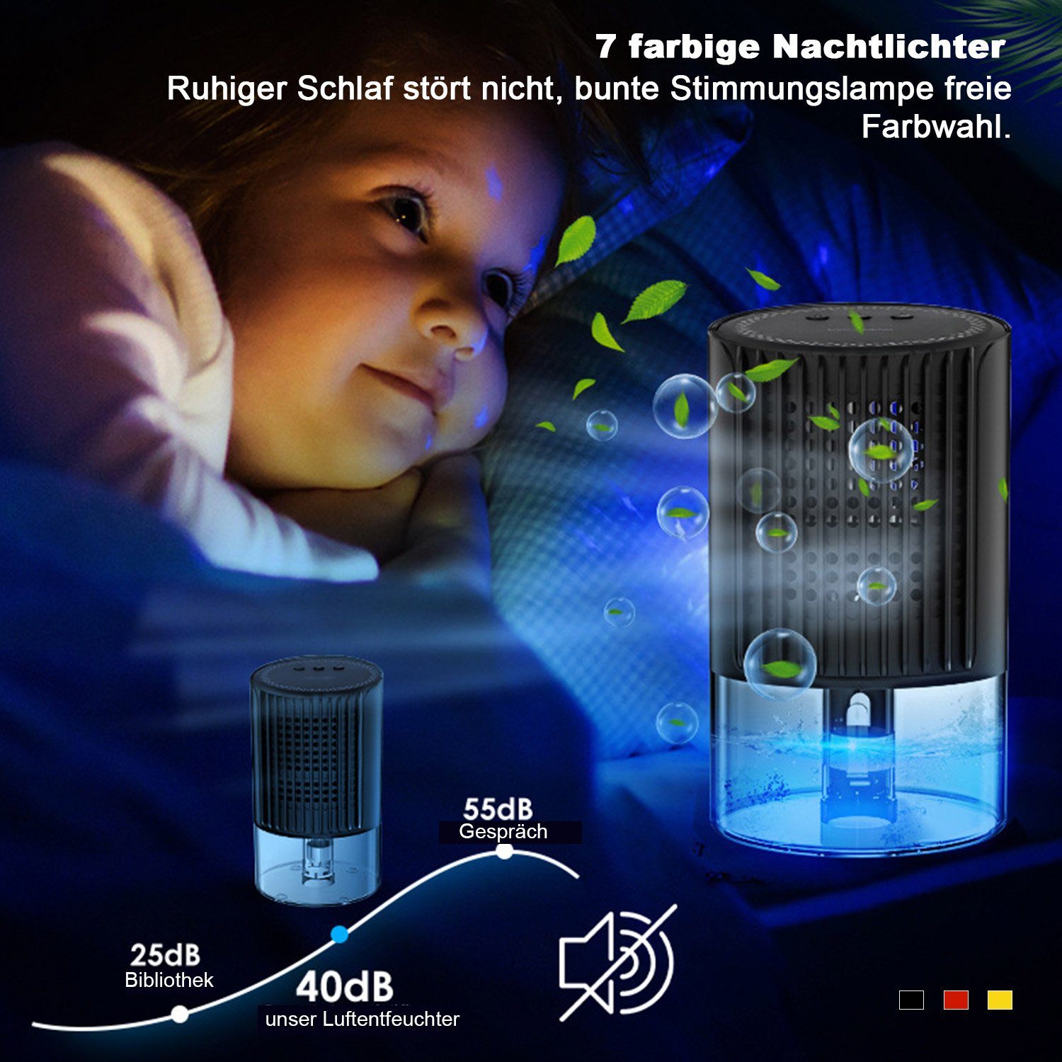 MAGICSHE Luftentfeuchter Entfeuchtung 0.35l/Tag,Unterhalb von 39dB, Tank 1 l,für 25m² Räume