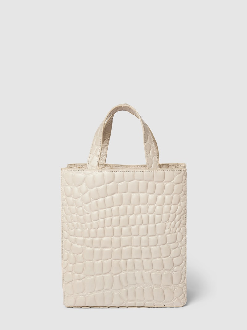 Tote Bag mit Label-Applikation Modell 'Paper' in offwhite