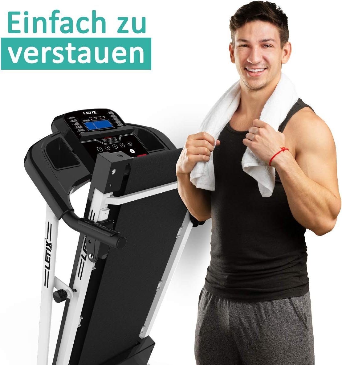 Letix Sports Laufband (Laufband für zuhause,(3-stufig)für effektiveres Training Fitnessgerät), Laufband für zuhause, Motorisiertes, 10 km/h, 500Watt