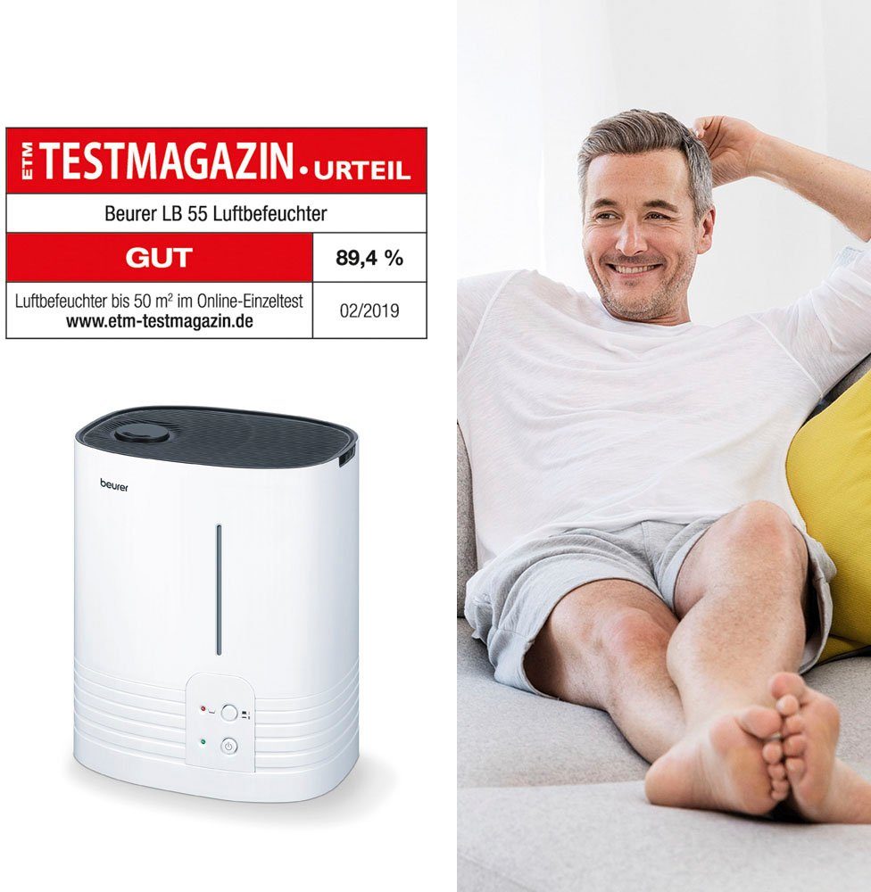 BEURER Luftbefeuchter LB 55, 6 l Wassertank, hygienische Warmwasser-Verdampfung