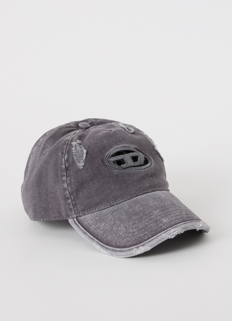 Diesel C-Ball denim cap with destroyed finish and logo
