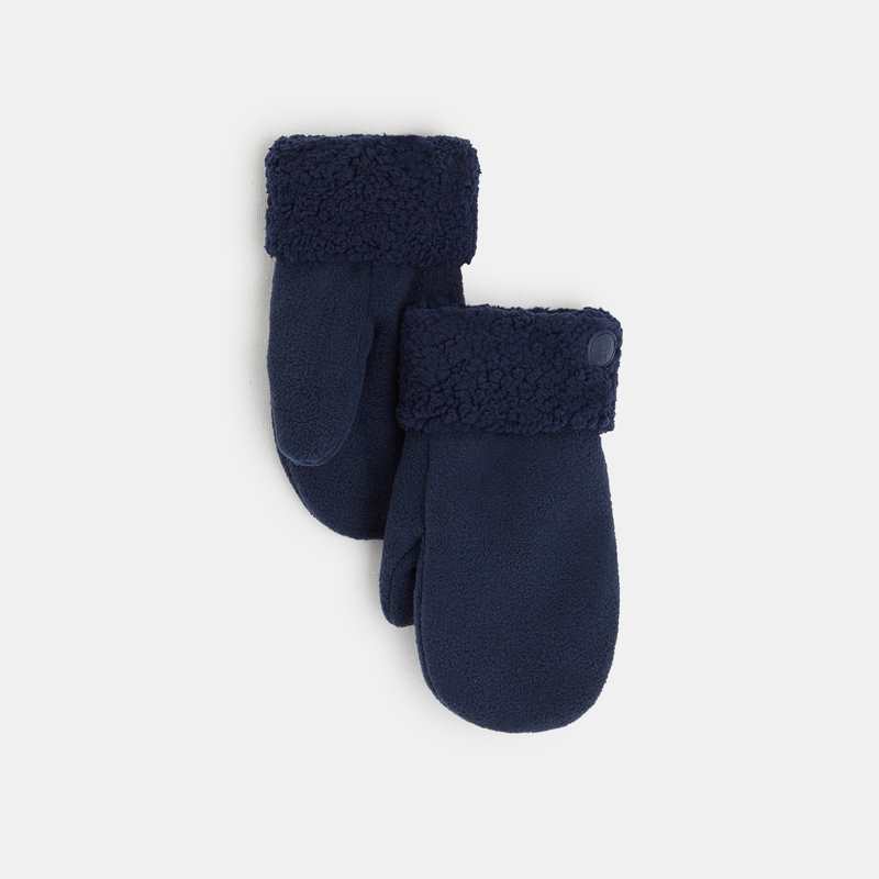 Moufles en polaire et sherpa bleues garçon