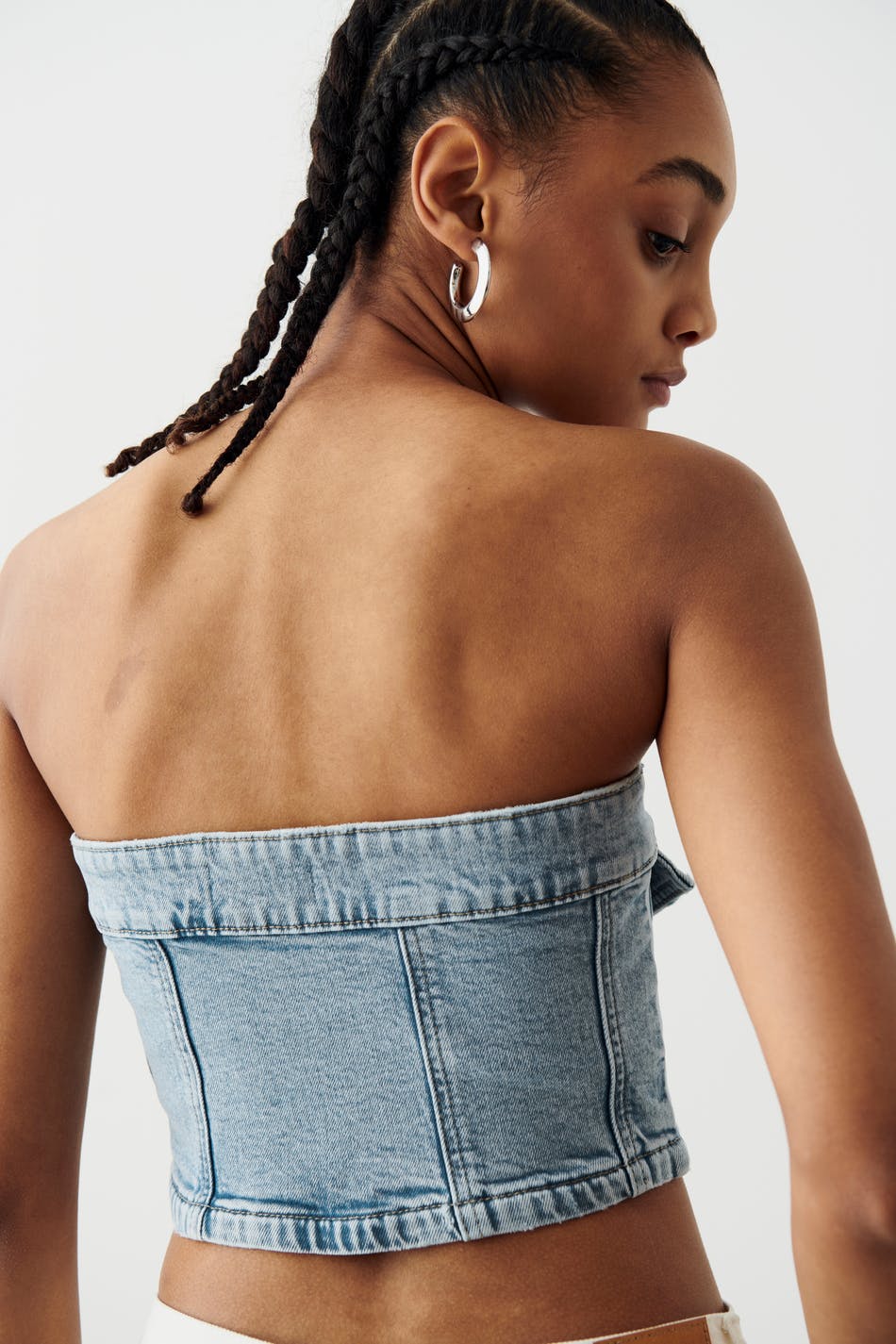 Denim button corset