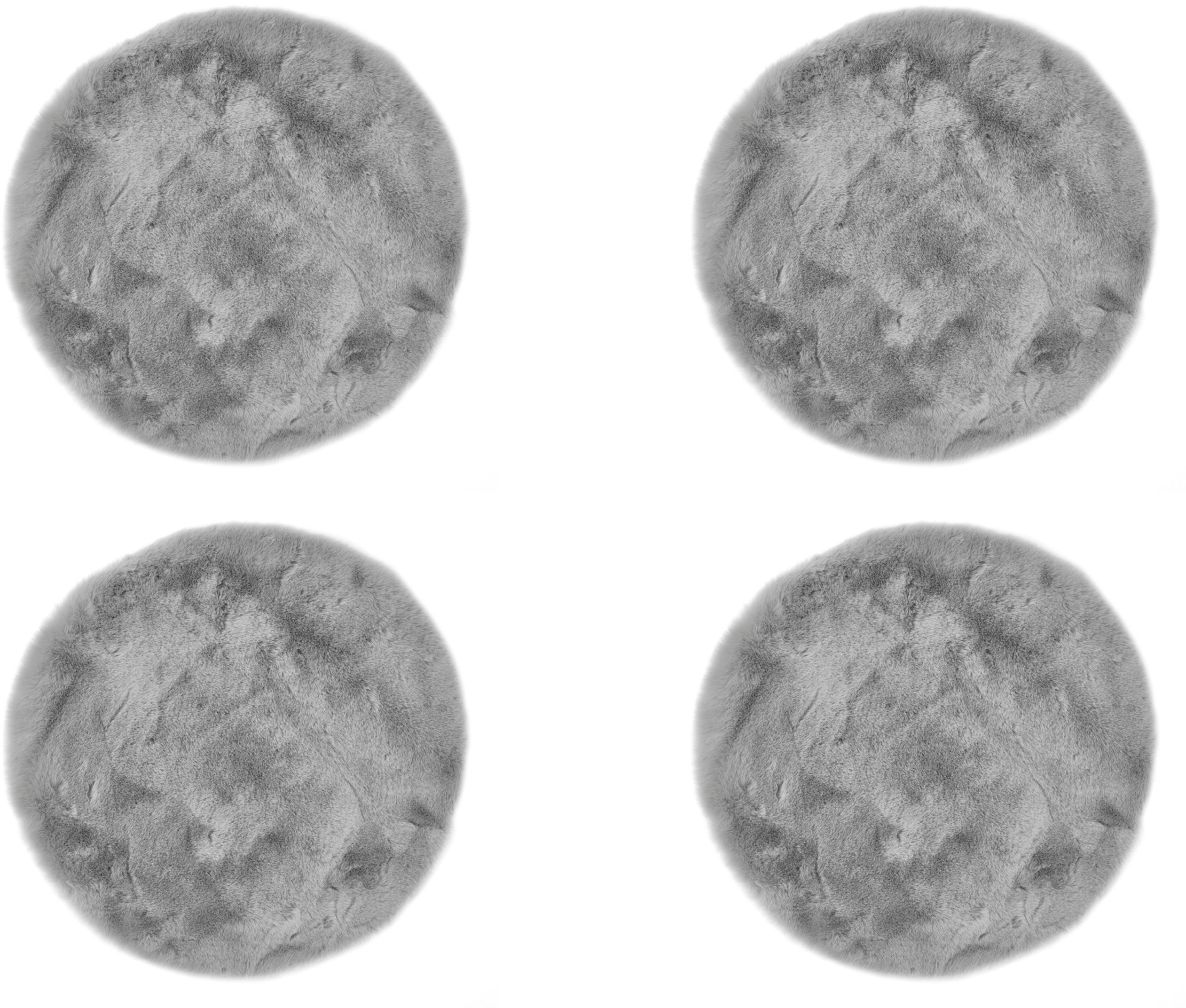 LUXOR living Sitzkissen Sitzauflage Novara, 4er Set, Kunstfell, rund, Ø 40 cm, sehr weich