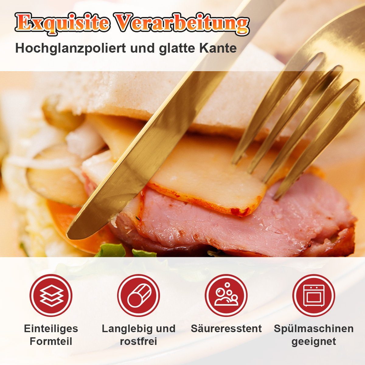 LifeImpree Besteck-Set 60tlg. Besteckset für 12 Personen mit luxuriöser Holzbox, Essbesteck Set aus Edelstahlbesteck, Spülmaschinenfest