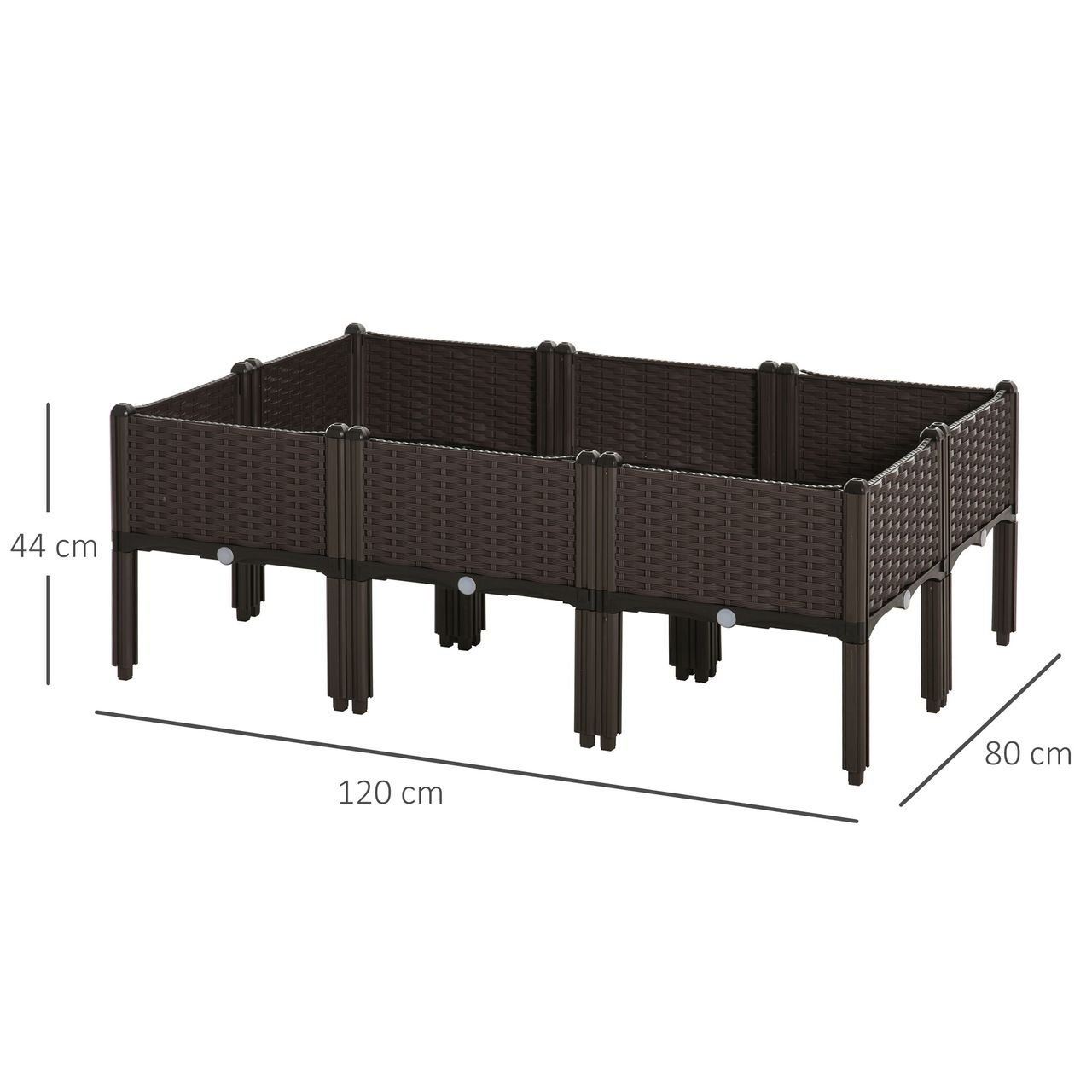 Outsunny Hochbeet 6-teiliger Pflanzkasten mit Abflusslöchern Rattan-Look DIY