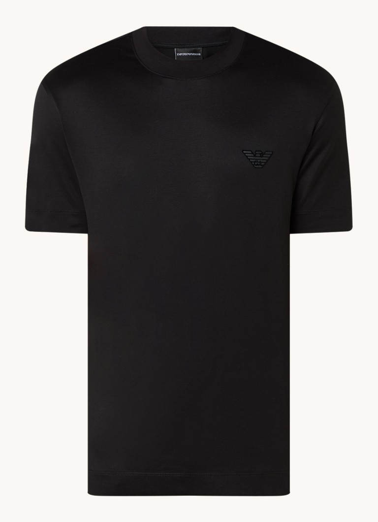 Tricou Emporio Armani din amestec de lyocell cu logo