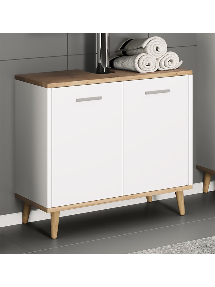 VCM  Holz Badmöbel Badunterschrank Waschbecken Landos in Weiß / Honig-Eiche günstig kaufen onesize
