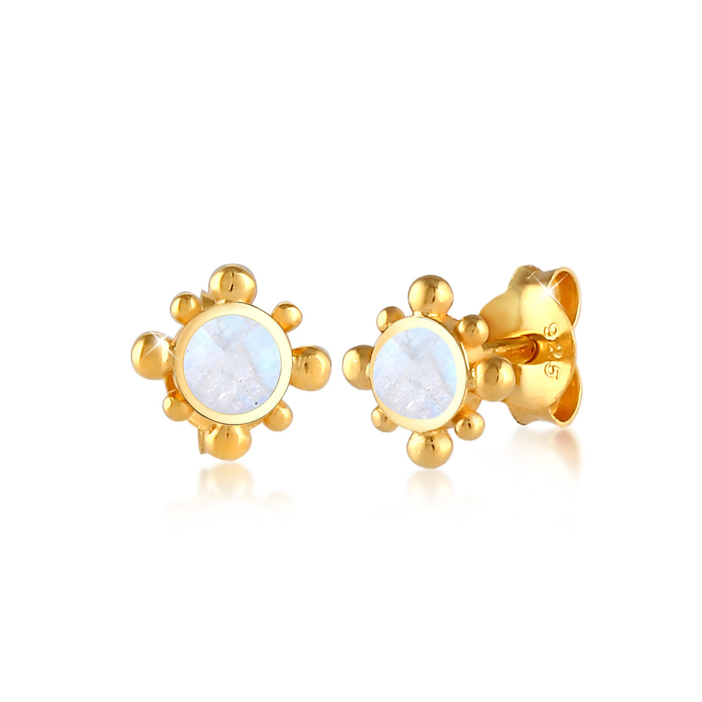 Elli Elli Boucles d'Oreilles en pierre de lune pour dames - Vintage 925/1000 argent ma Boucles d'oreilles