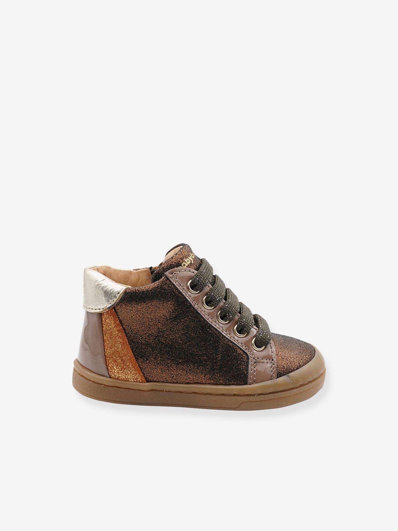 Baskets lacées et zippées cuir bébé 3161B904 Babybotte® marron