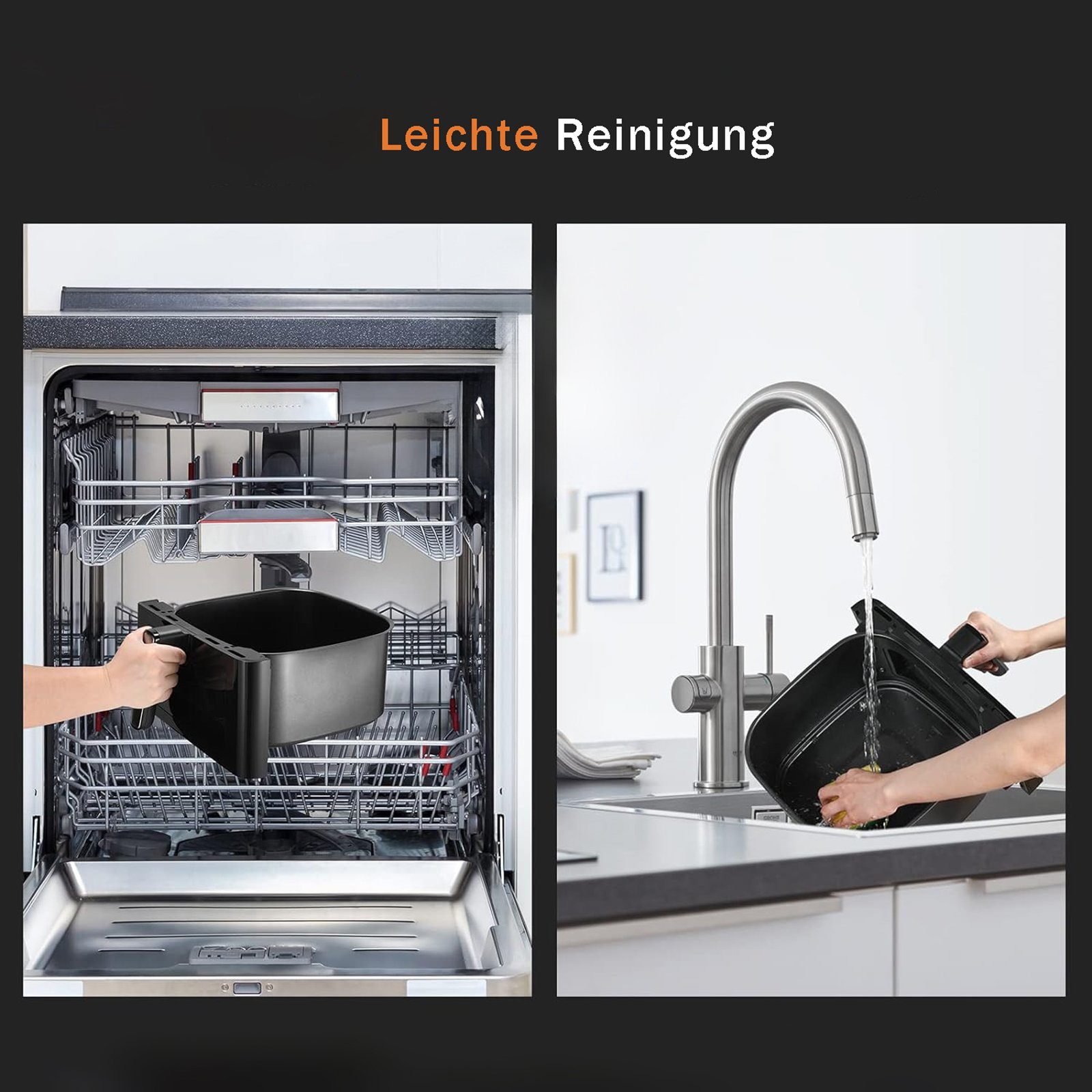 Sinaopus Heißluftfritteuse 7,5L XXL Air fryer, Ohne Öl Heizluft Fritteuse LED Touchscreen, 1700,00 W, Einstellbare Temperaturregelung, Sichtbares Sichtfenster