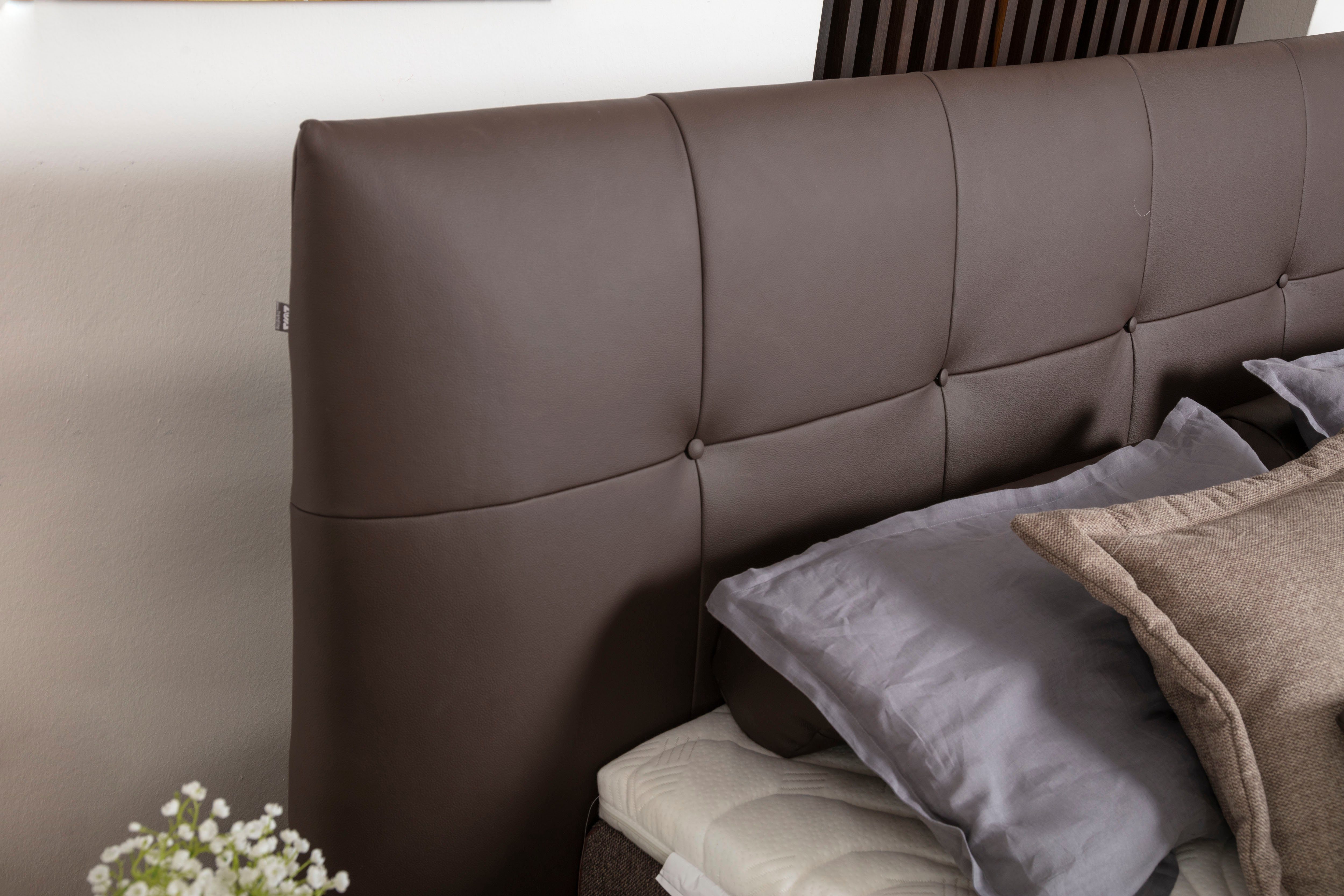ADA trendline Boxspringbett Luella, Lederbett inklusive Matratze und Viscoschaum-Topper
