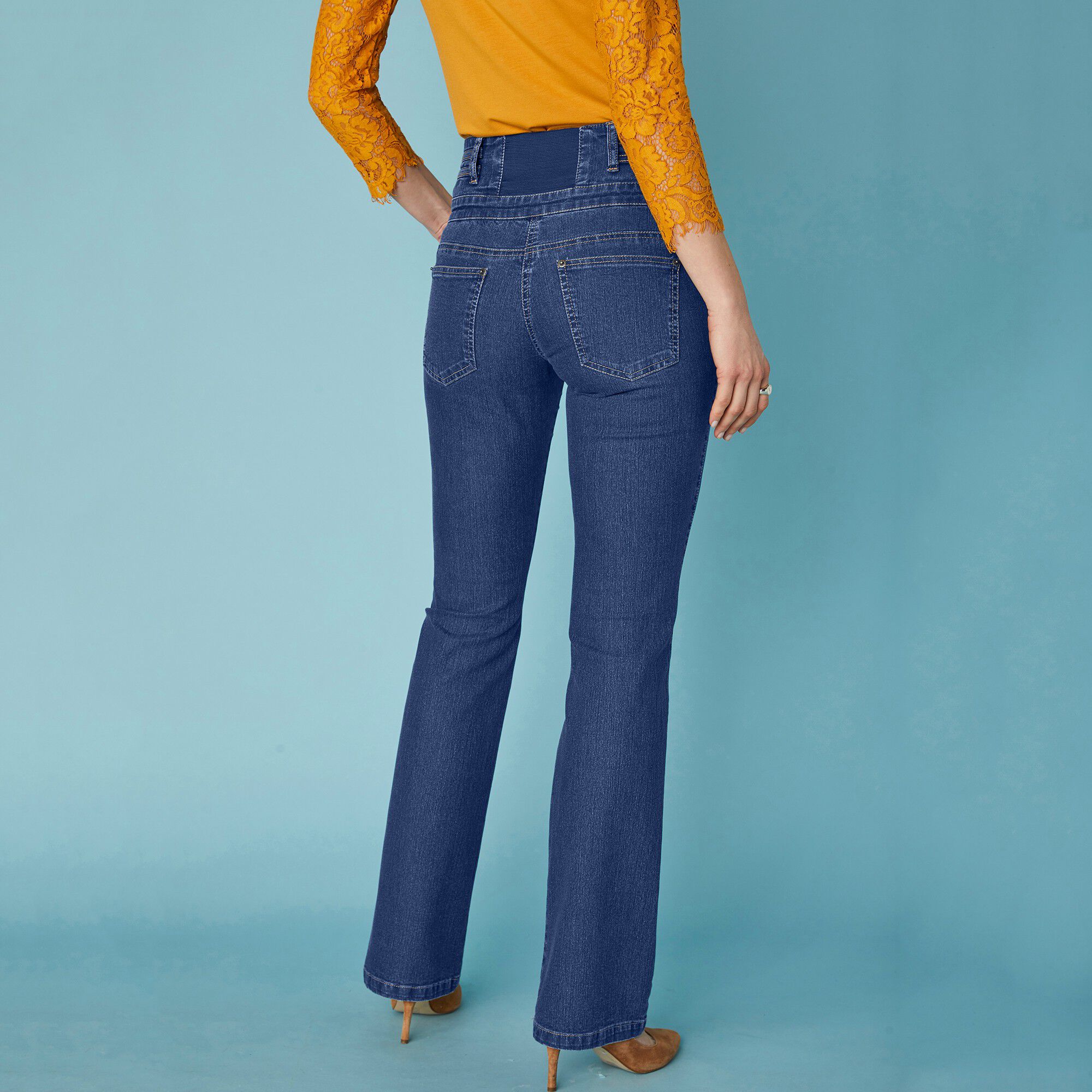 Jean coupe bootcut taille haute stretch