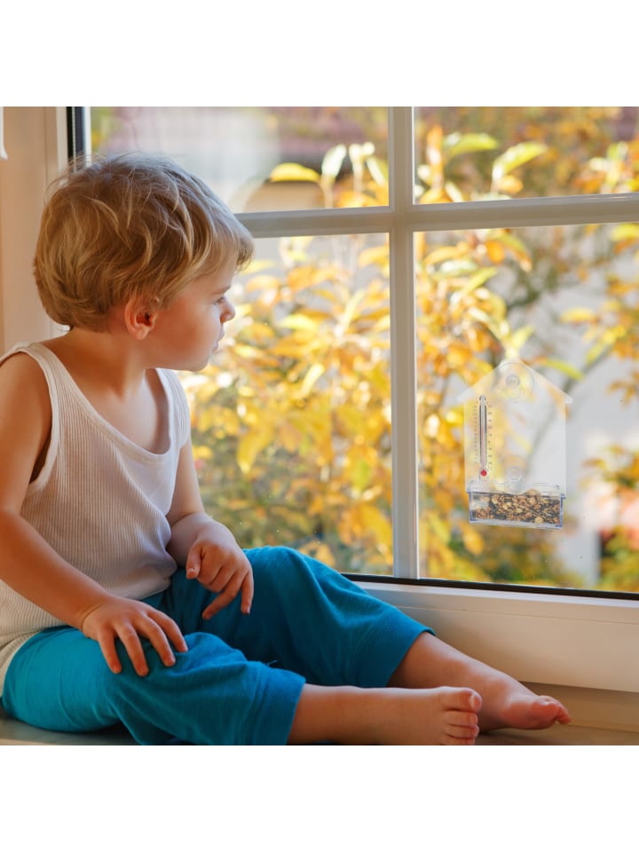 relaxdays 2 x Fenster-Vogelfutterhaus in Transparent günstig kaufen onesize