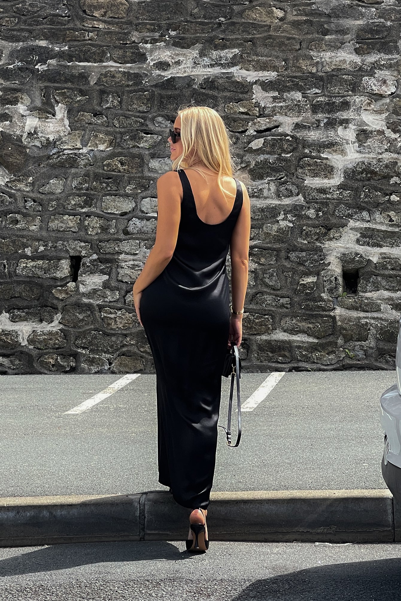 Gerades Satin Maxikleid
