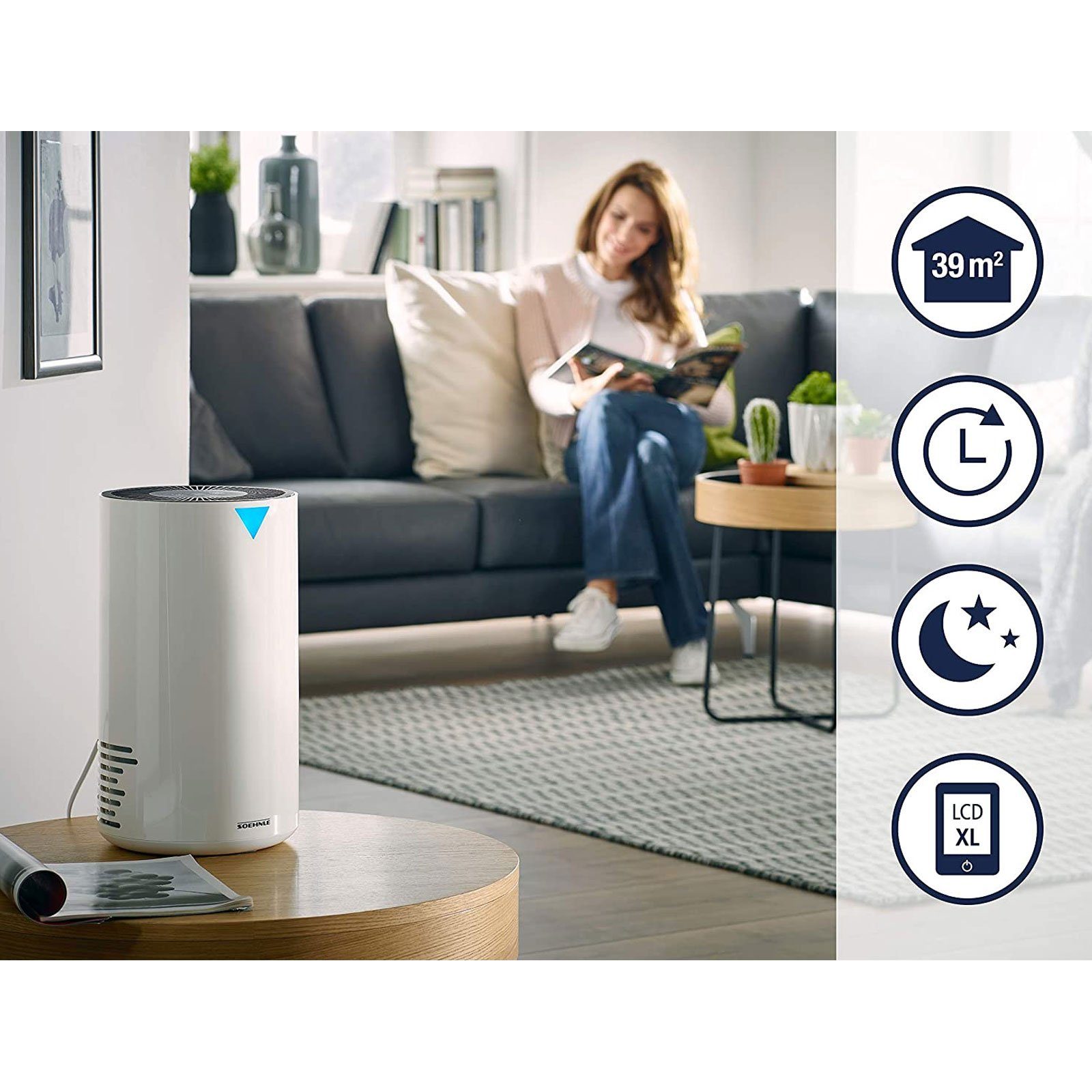 Soehnle Luftreiniger Soehnle Airfresh Clean 300 Luftreiniger, 4-Stufen Filtersystem, UV-C Licht, Nachtmodus, Filterwechselanzeige