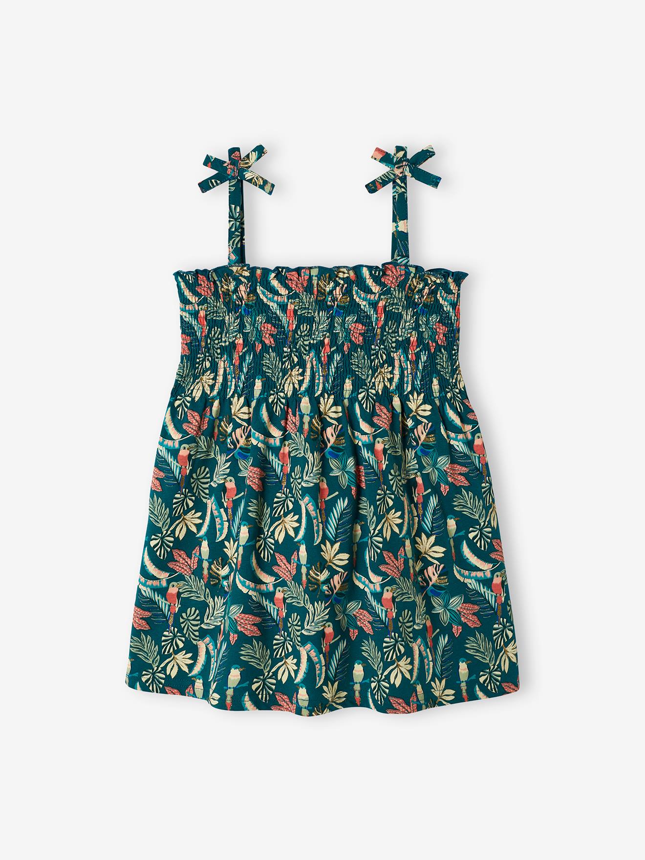Débardeur à smocks imprimé fille vert