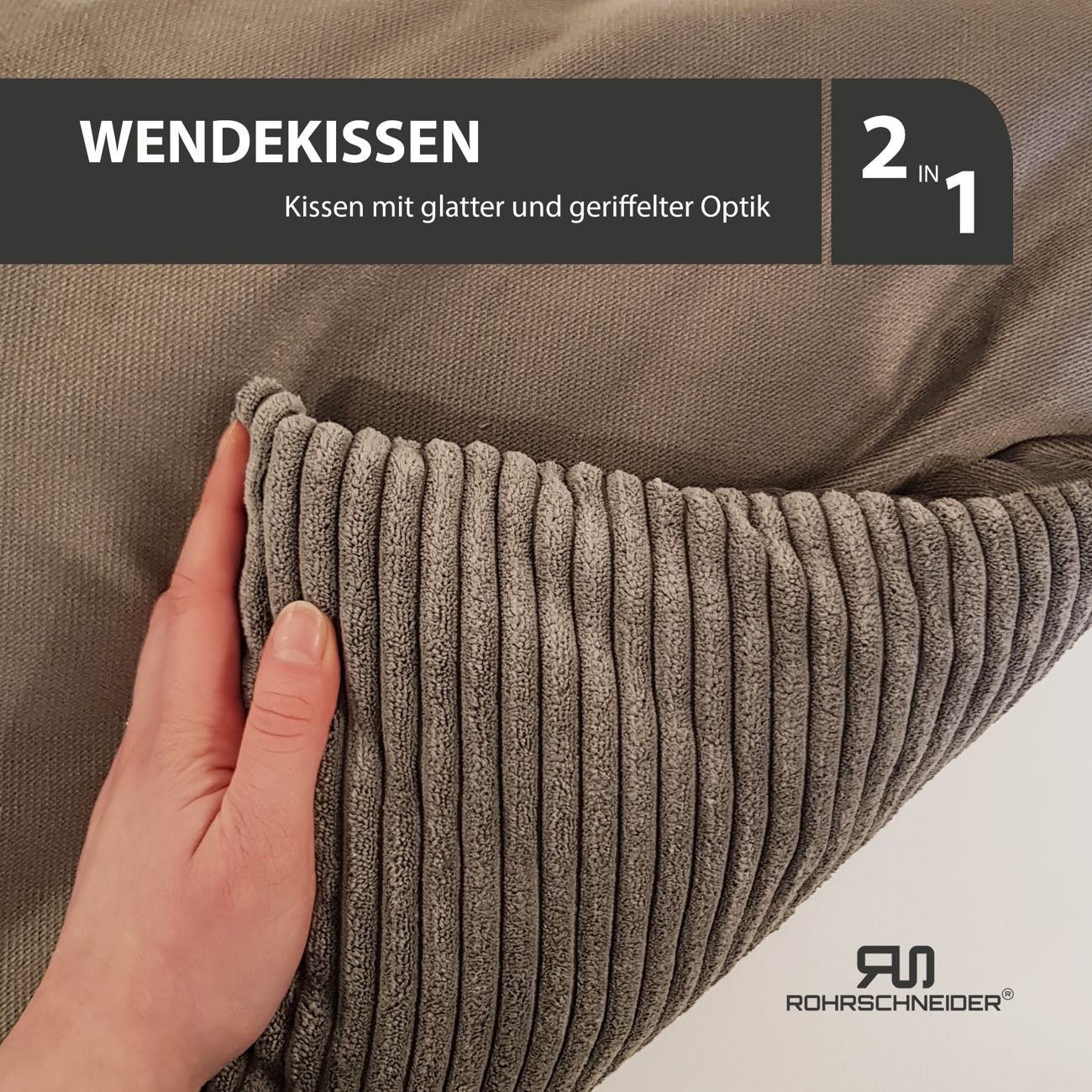 Rohrschneider Hundebetten Rohrschneider Hundebett mit Gratis-Beigabe, waschbar, robuster Breit-Cordstoff taupe