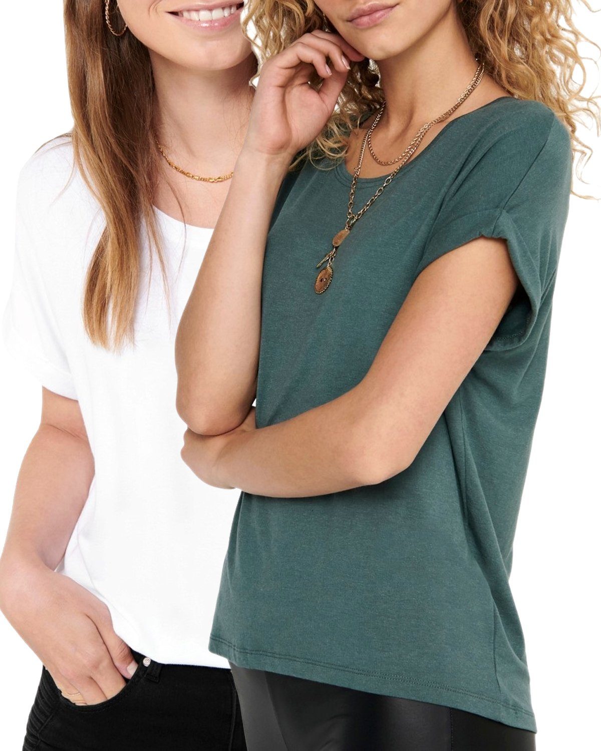 ONLY T-Shirt (2er-Pack) Basic Shirt im Doppelpack