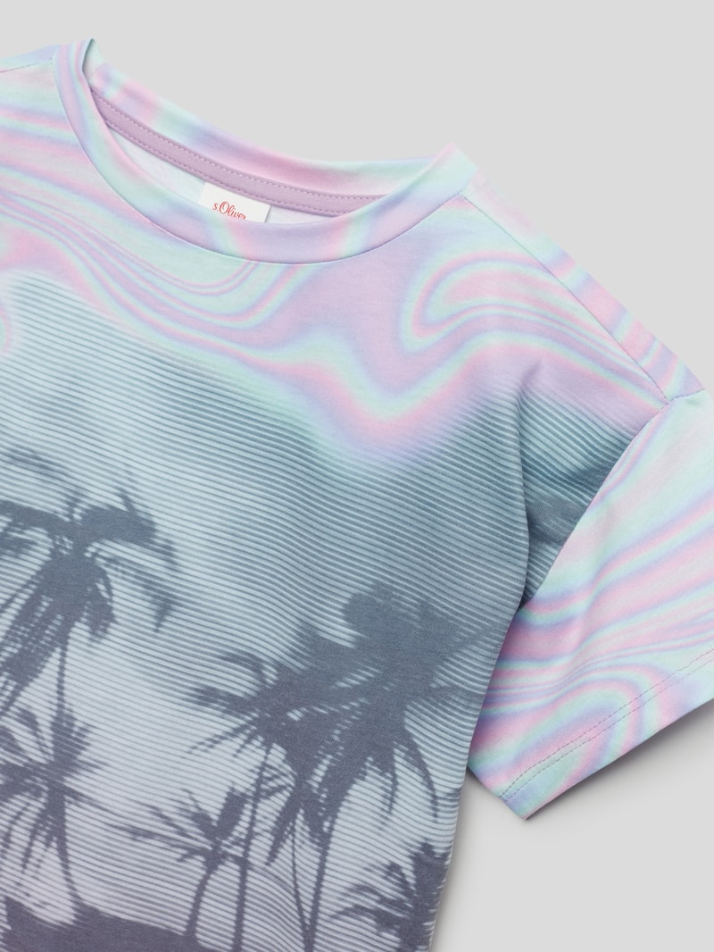T-Shirt mit Allover-Motiv-Print in flieder