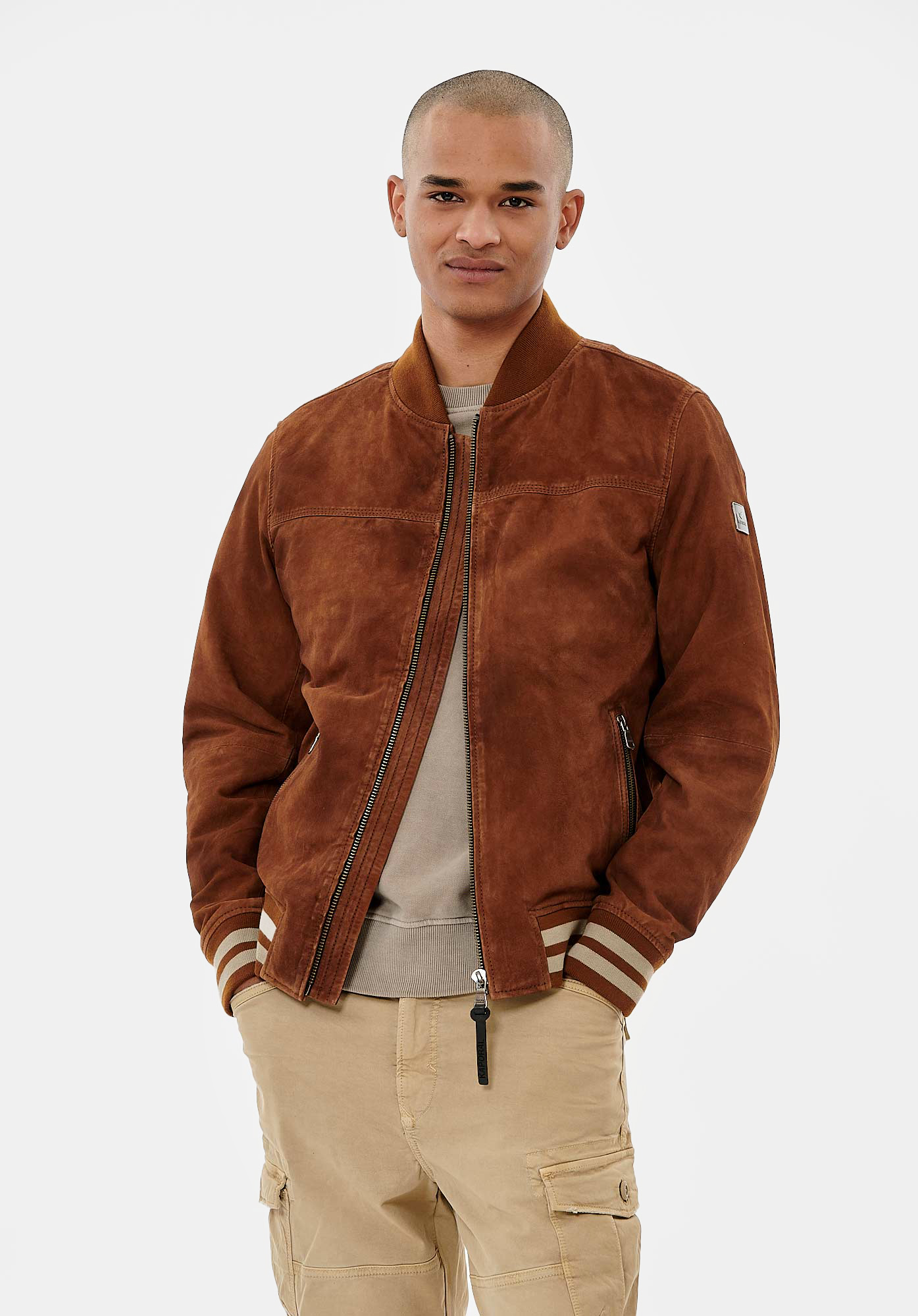 NAVAR  Blouson en cuir marron Homme