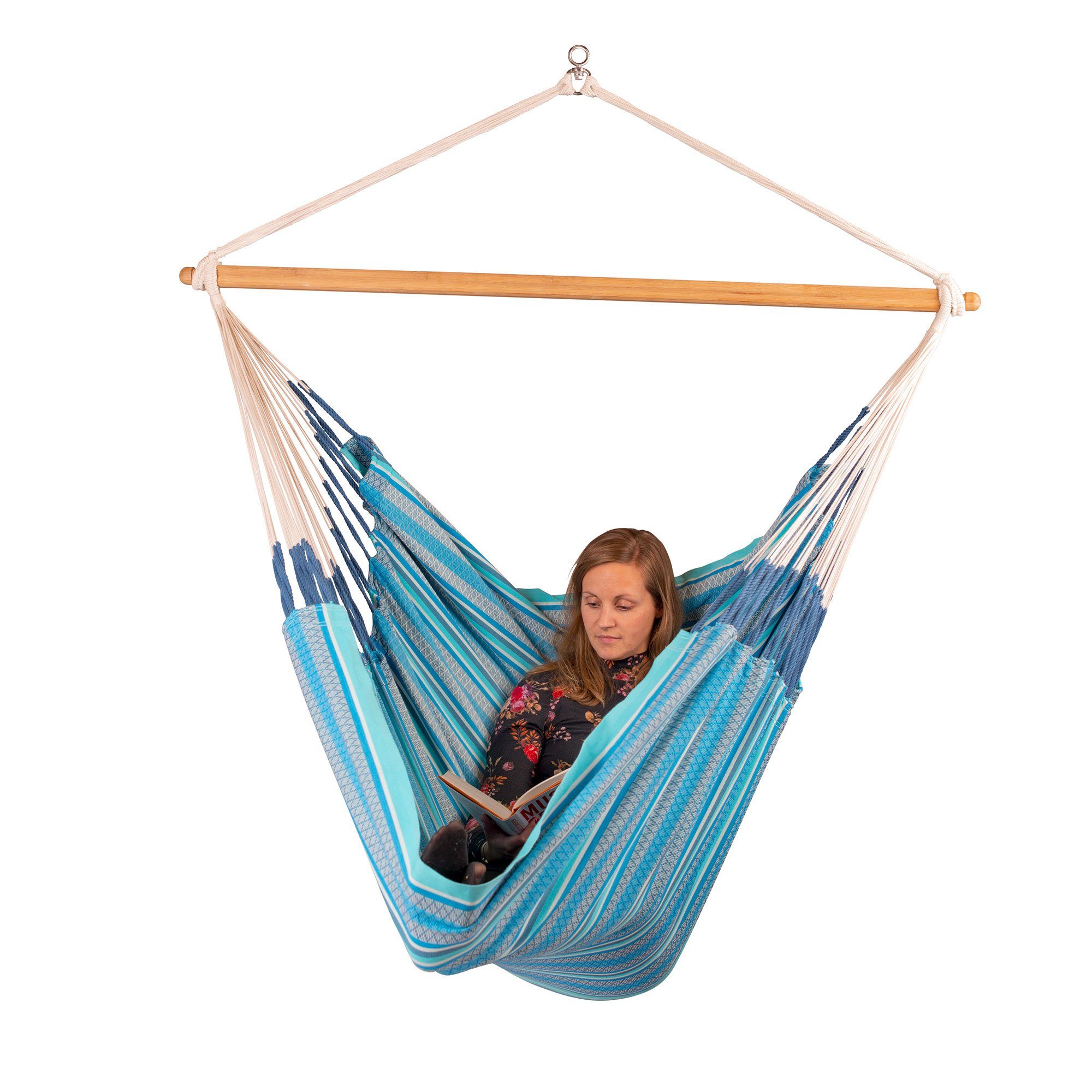 La Siesta Hängestuhl Hängestuhl Hängesessel Lounger HABANA Azure Bio Baumwolle La Siesta, Hochwertige Qualität