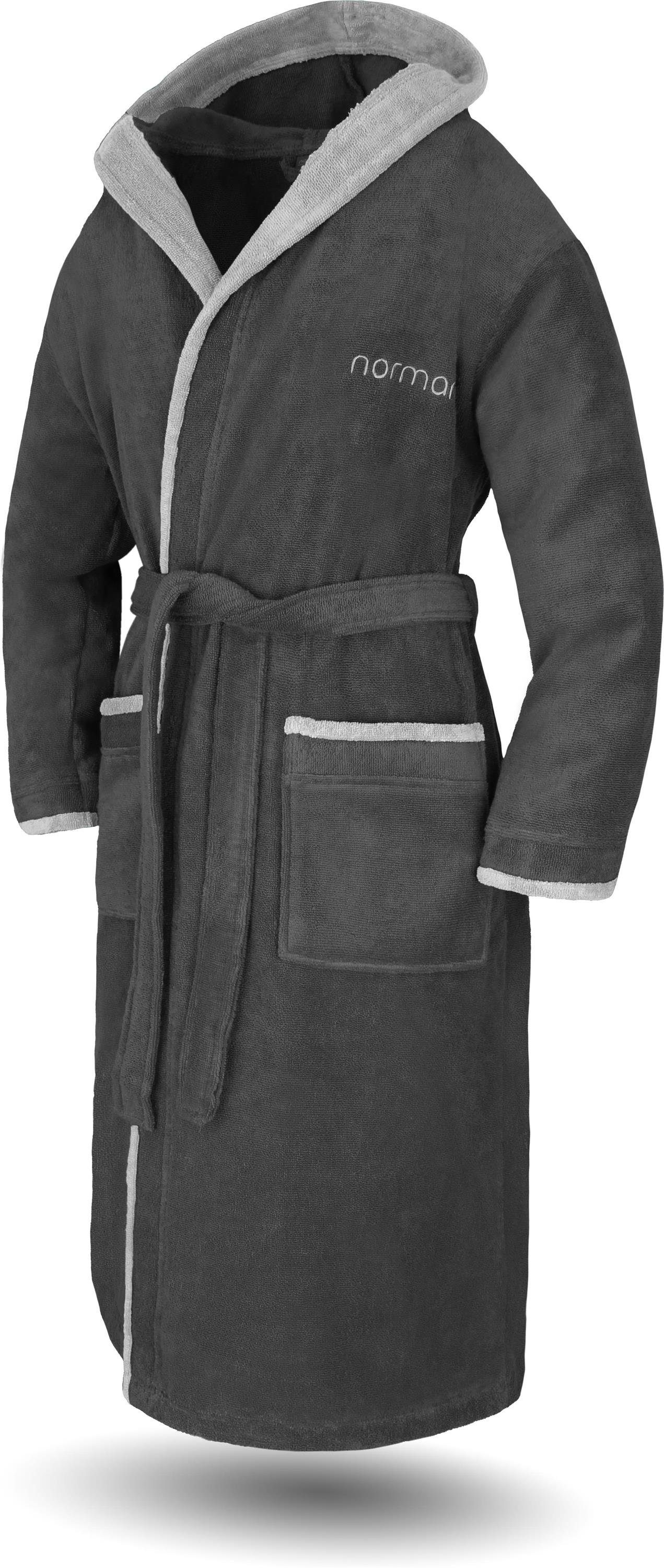 normani Bademantel Unisex Baumwoll-Bademantel Rob, Baumwolle, Kapuze, Bindegürtel, weicher Baumwoll Saunamantel mit Kapuze