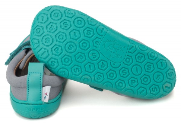 Poppis ~ Nono LowCut Klettschuh vegan ~ Grau/Petrol