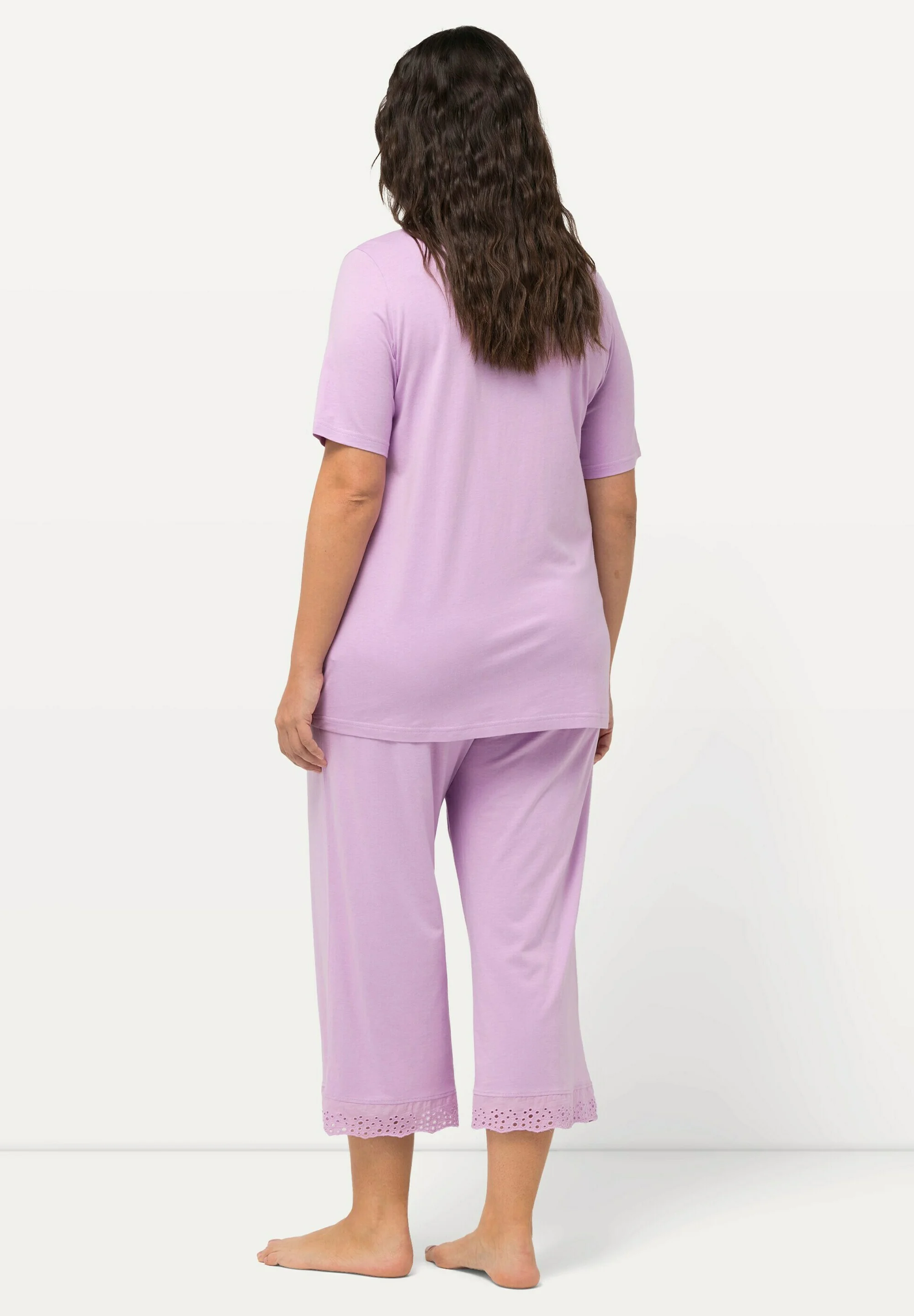 Ulla Popken SET LOCHSTICKEREI HALBARM - Pijama