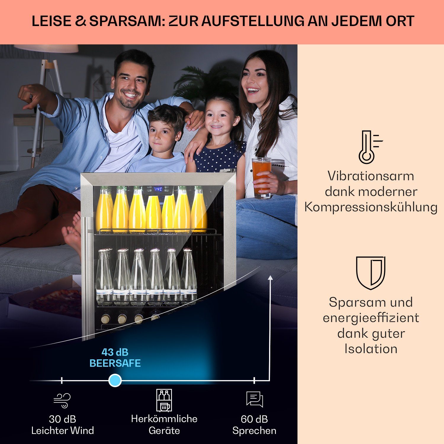 Klarstein Getränkekühlschrank HEA8-Beersafe-148 10033435A, 84 cm hoch, 55 cm breit, Bierkühlschrank Getränkekühlschrank Flaschenkühlschrank mit Glastür