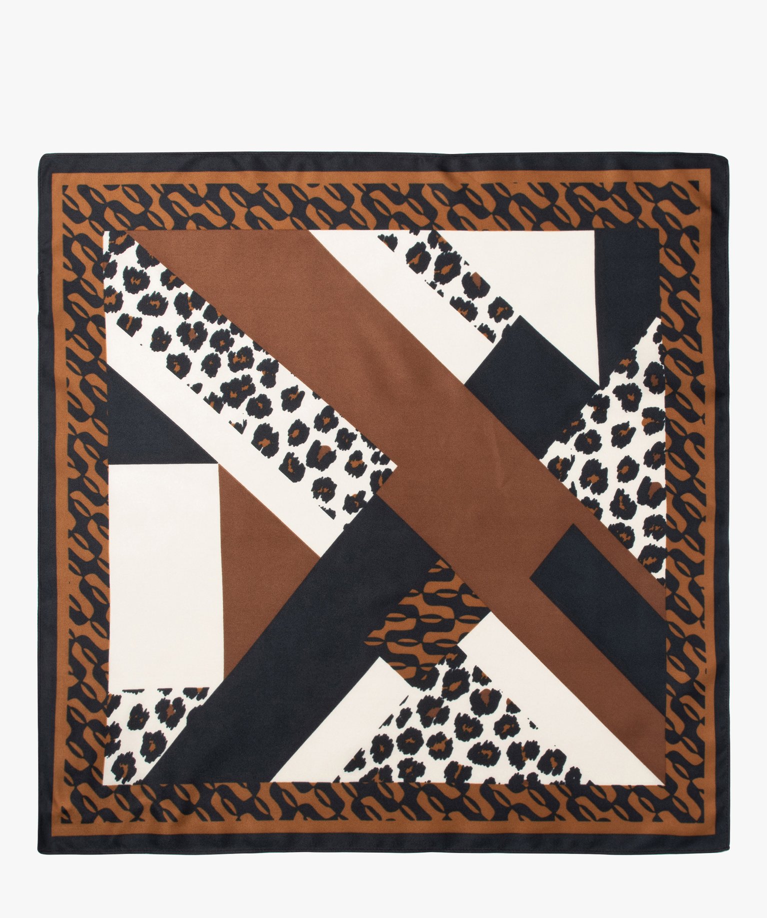Foulard carré en satin imprimé léopard femme noir | GEMO