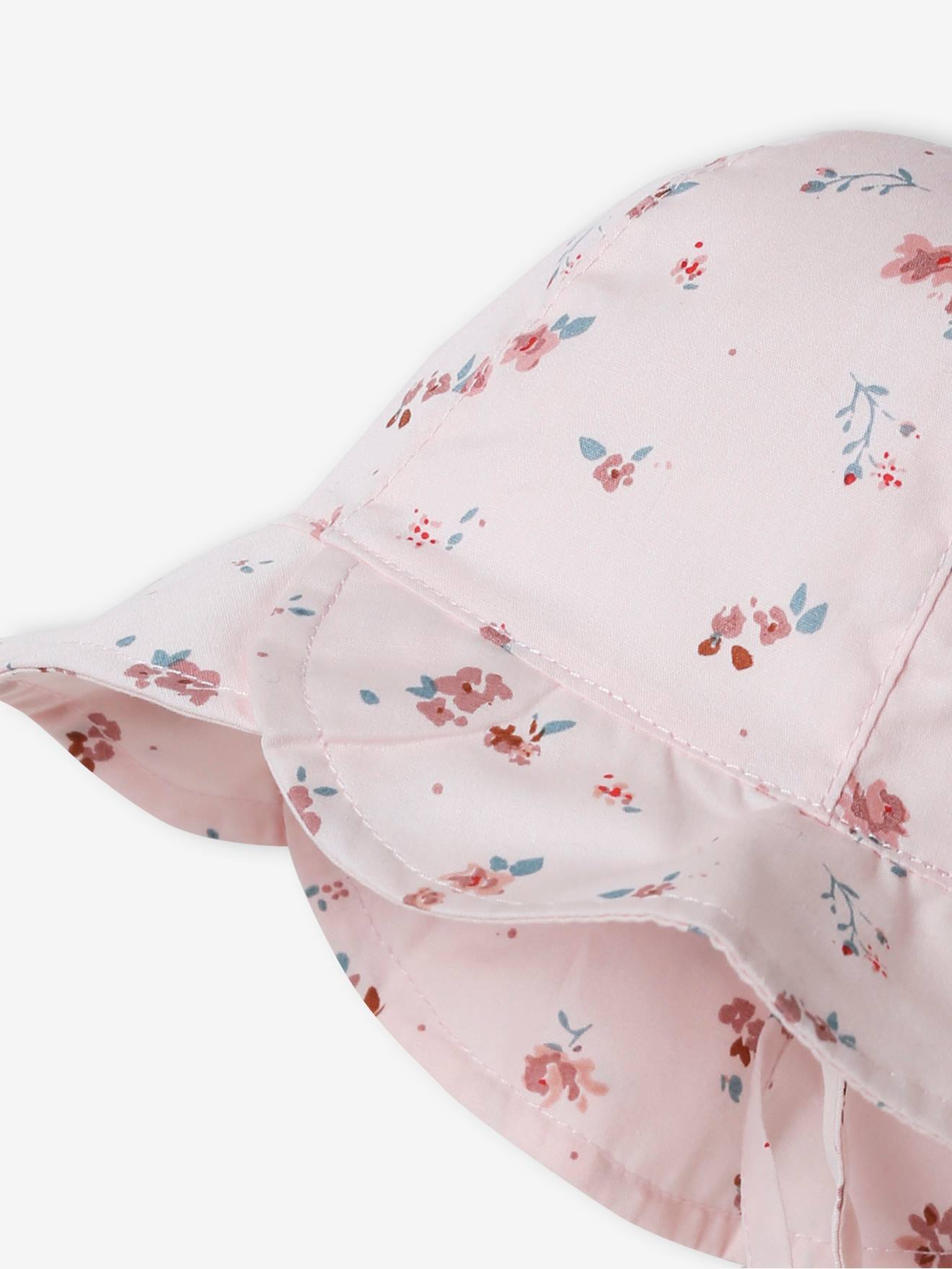 Chapeau imprimé bébé fille rose pâle