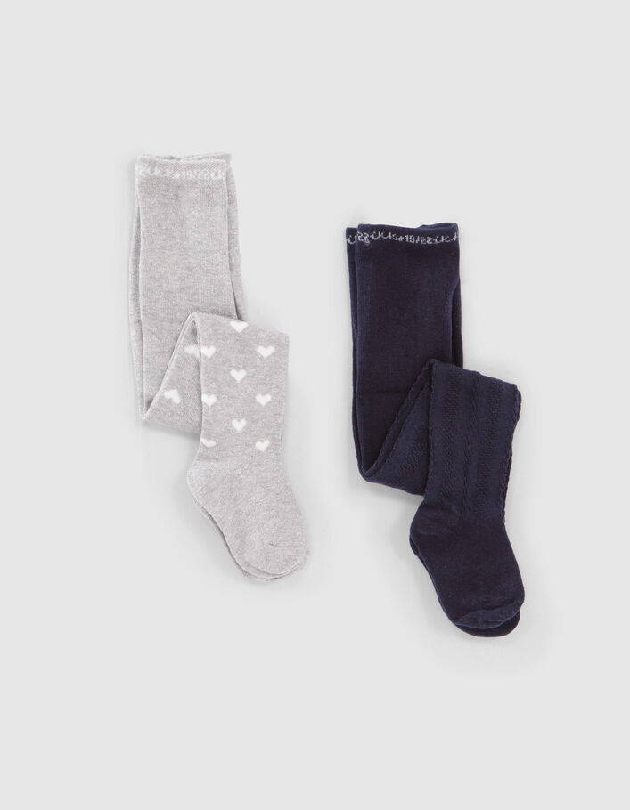 Collants silver et marine bébé fille