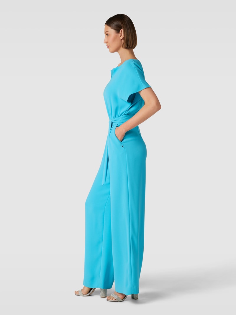 Jumpsuit mit V-Ausschnitt in aqua blau