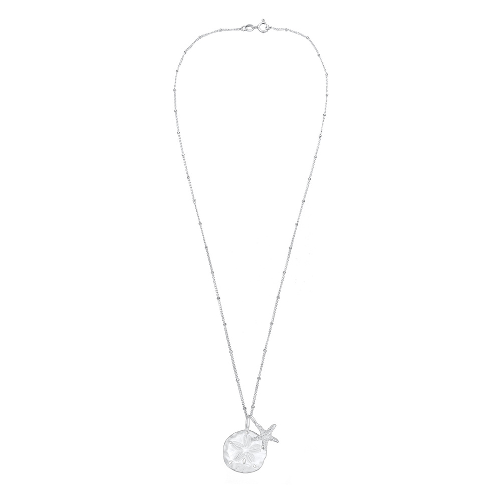 Elli Elli Collier Femme Pendentif l'Étoile de Mer et Fleurs Assiette en Argent Sterlin Bijoux