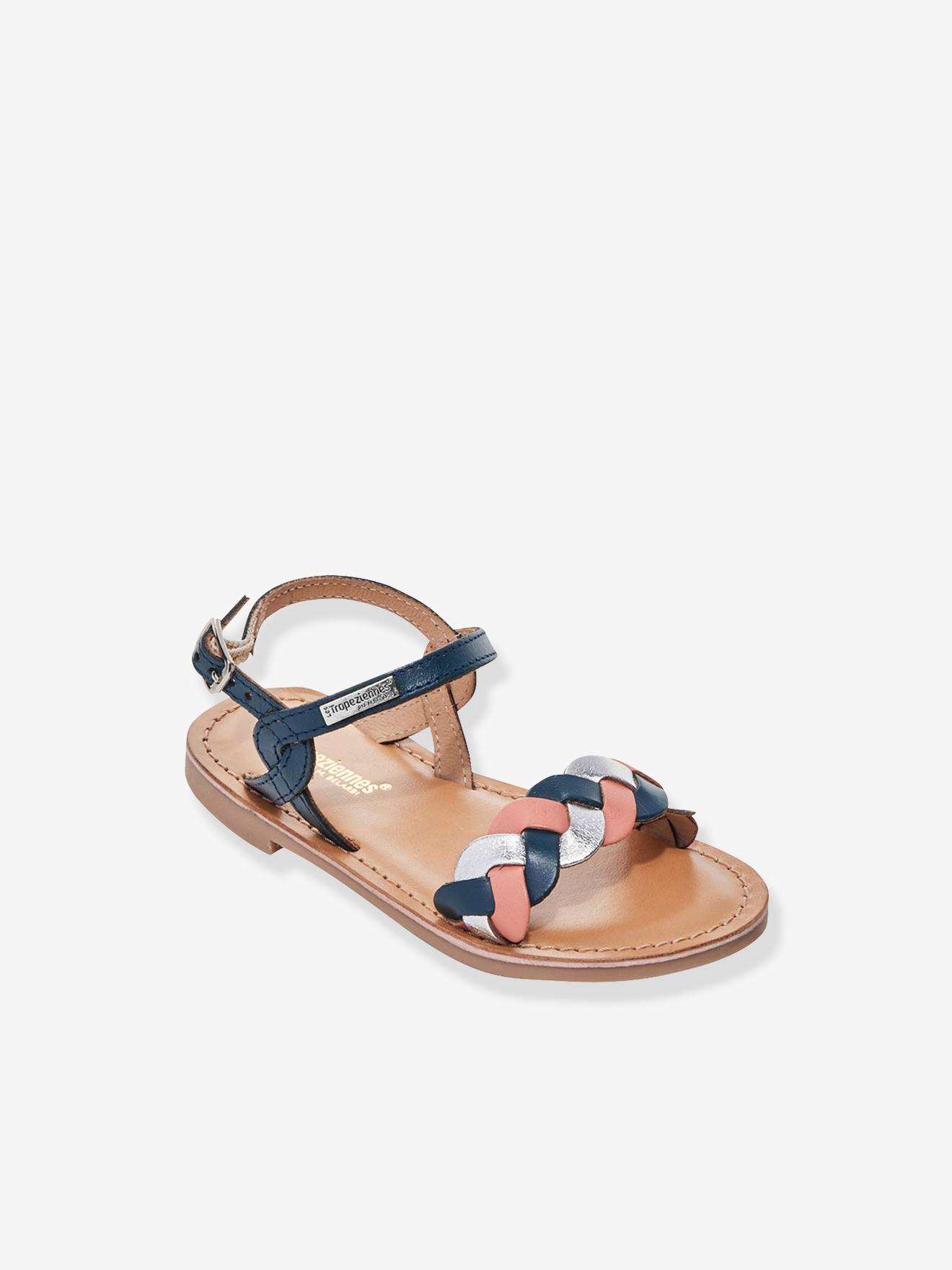 Sandales cuir enfant Bonbon LES TROPEZIENNES® PAR M. BELARBI bleu imprimé