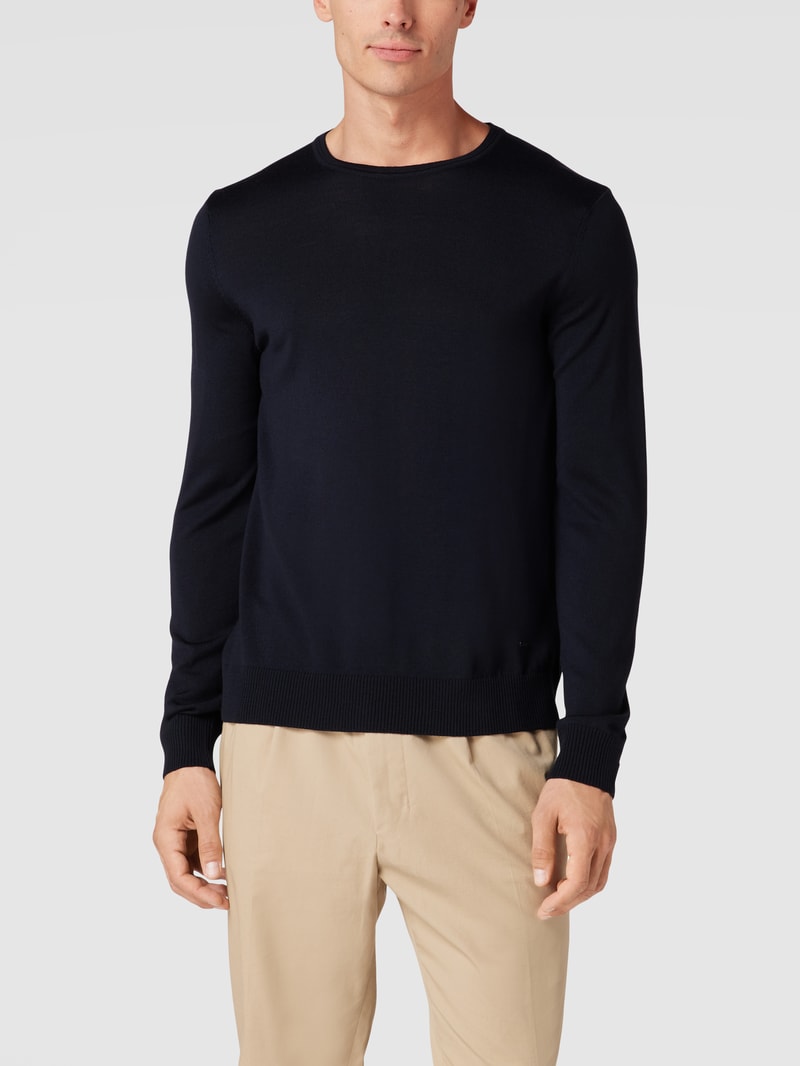 Pullover aus Merinowolle Modell 'Denny' in marineblau