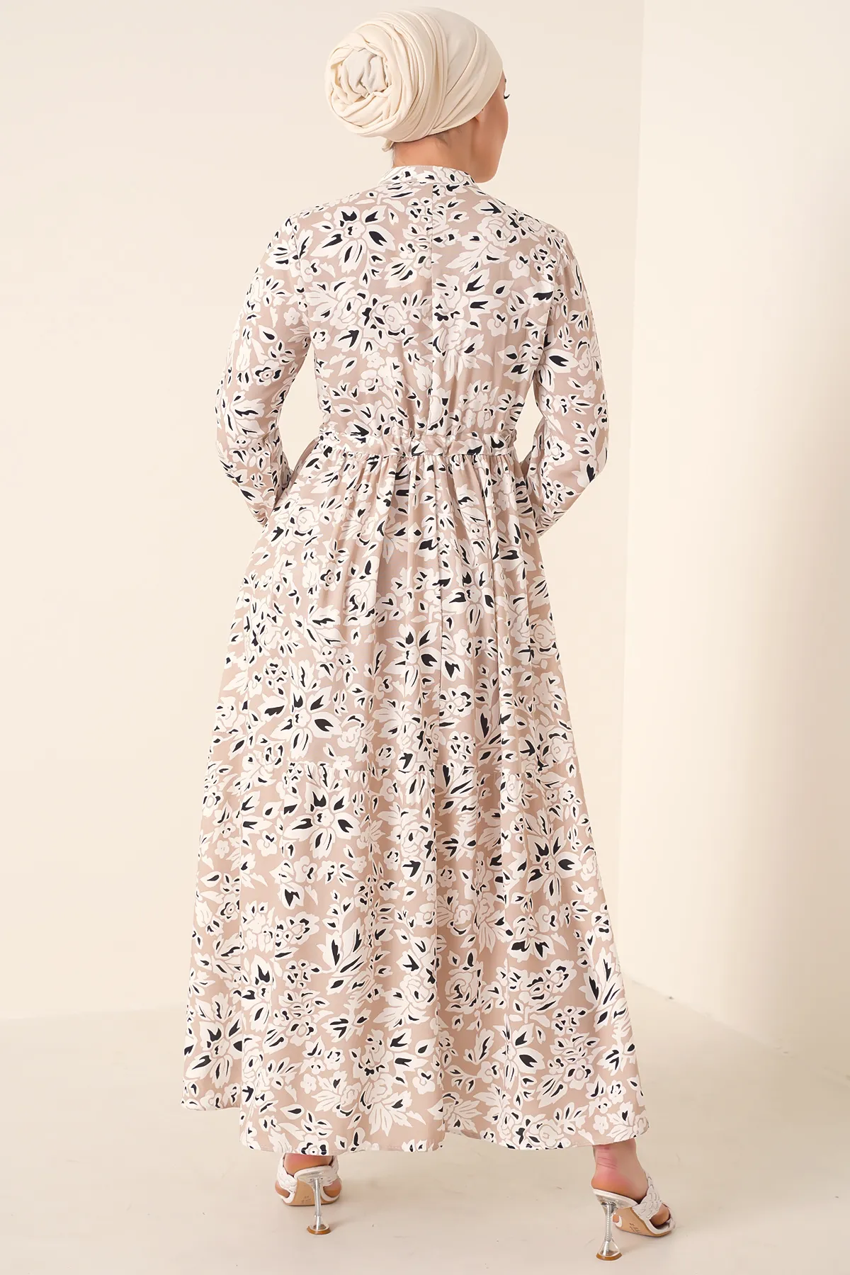 Bigdart  2144 Wunderschönes Hijab-Kleid mit Kragen – Creme