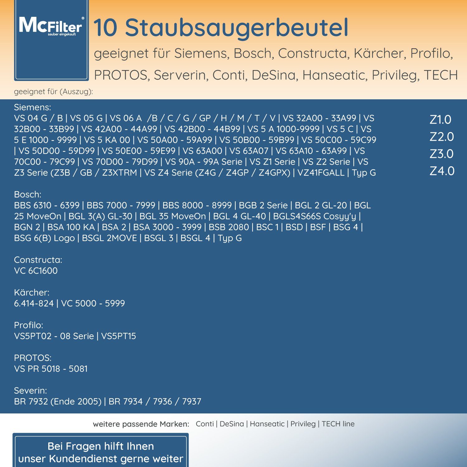 McFilter Staubsaugerbeutel, passend für Siemens Plus Limited Edition iQ300 VSP3AAAA Staubsauger, 20 St., 5-lagiger Staubbeutel mit Hygieneverschluss, inkl. Filter
