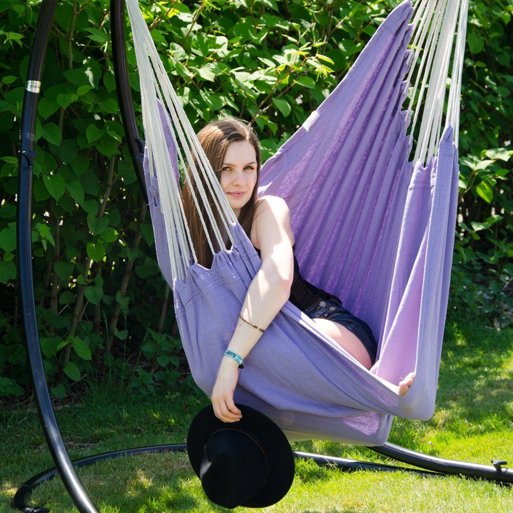 AMANKA Hängematte XXL Hängesessel Spreizstab mit Abrutschschutz, 185x130cm bis 150 kg Flieder