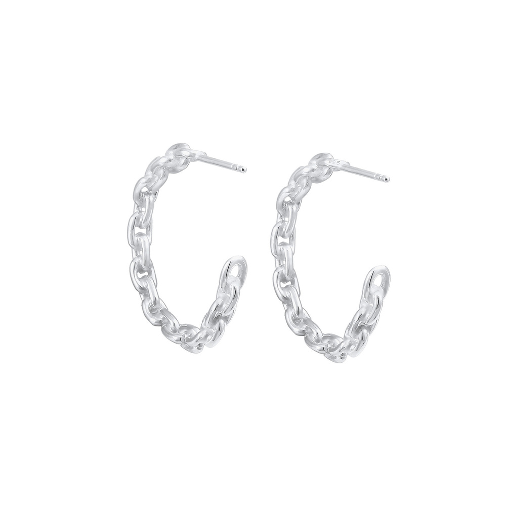 Elli Elli Boucles d'Oreilles Creole Forme de Chaîne Boucles d'Oreilles Femme  (925/100 Boucles d'oreilles